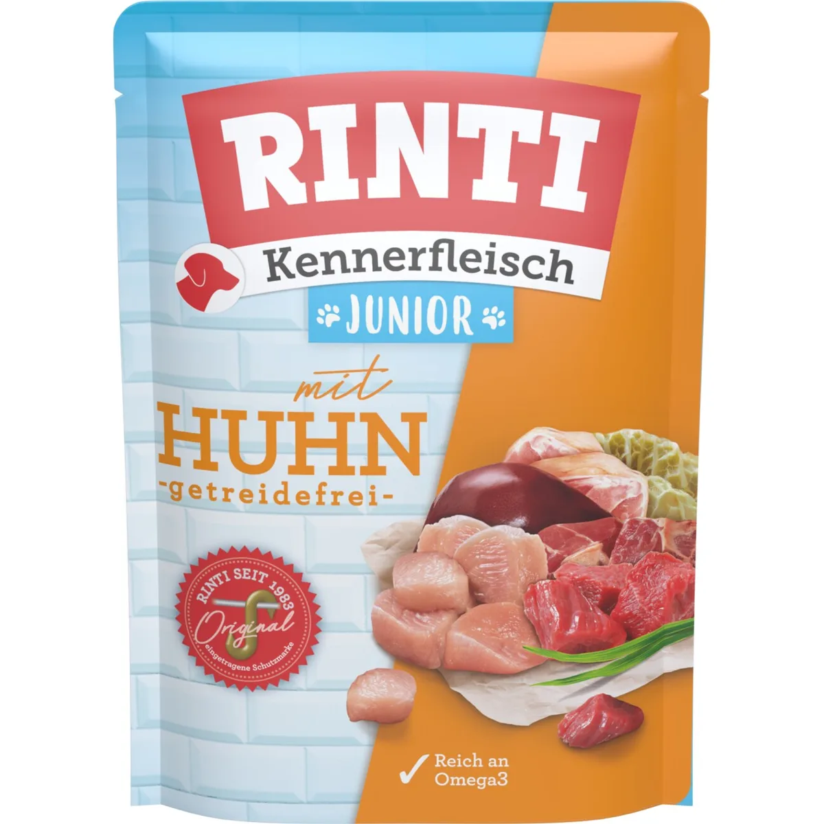 Rinti Kennerfleisch Nassfutter Hund, Junior, Pouch, Huhn