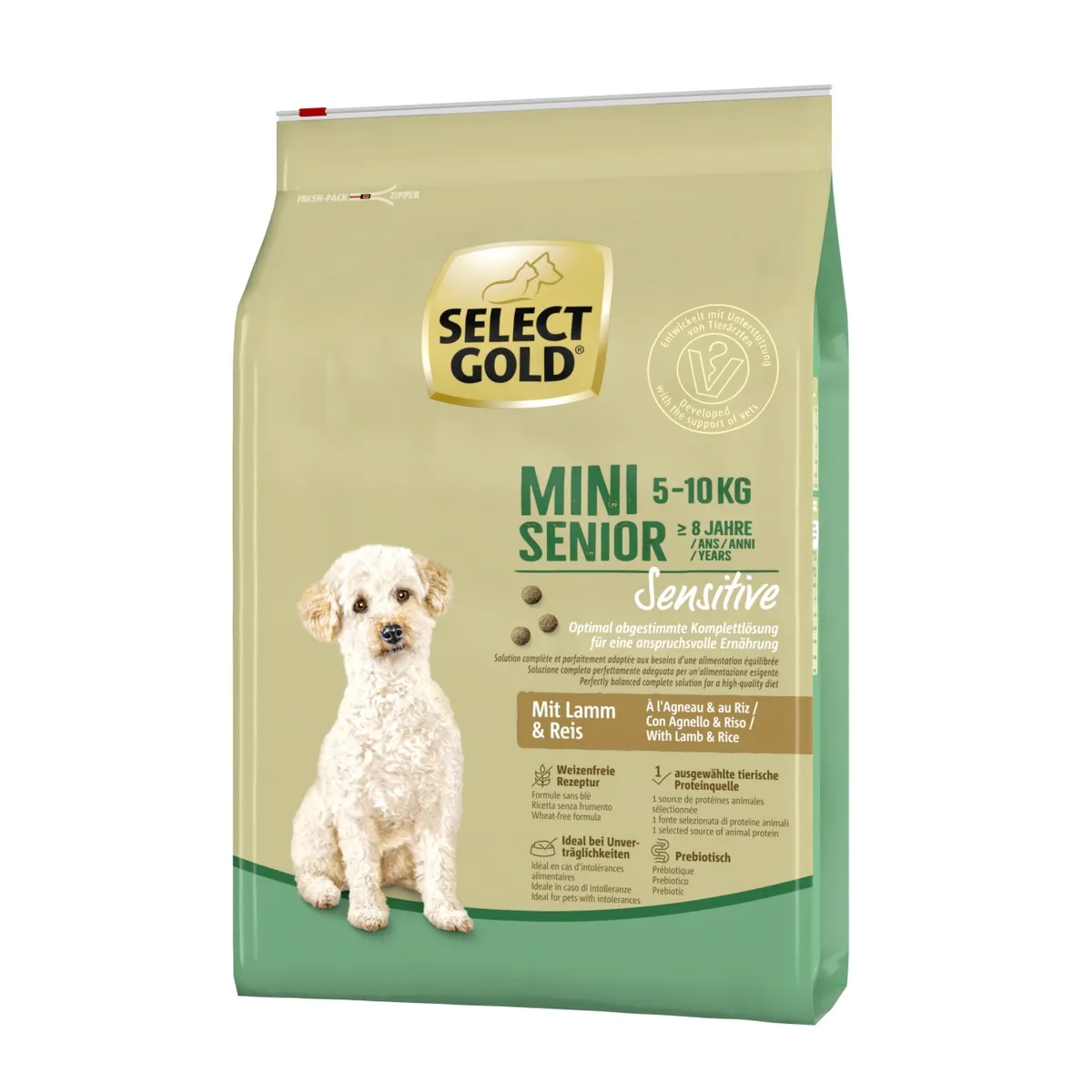 SELECT GOLD Sensitive Trockenfutter Hund Mini Senior Lamm und Reis