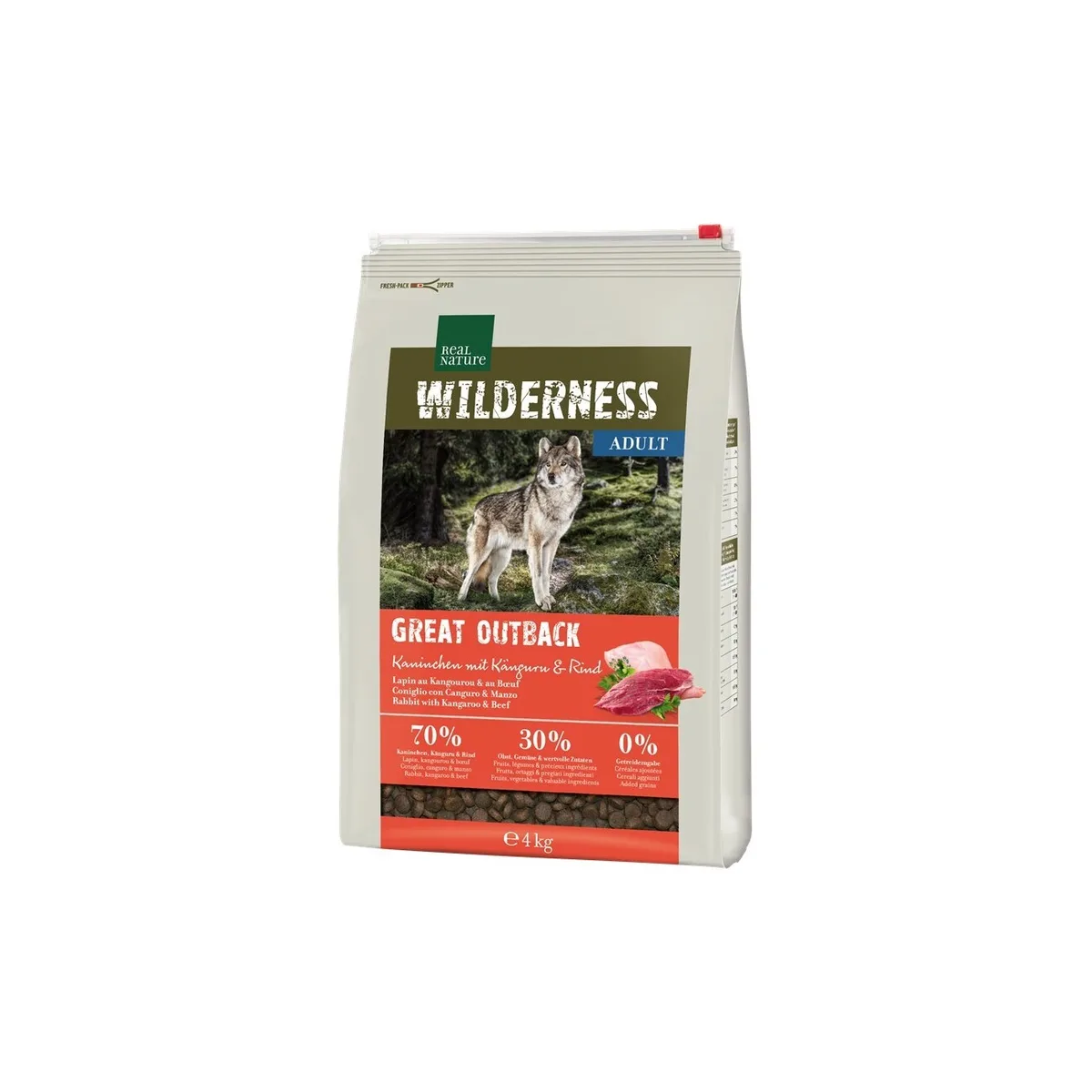 REAL NATURE WILDERNESS Trockenfutter Hund, Adult, Great Outback Kaninchen, Känguru und Rind