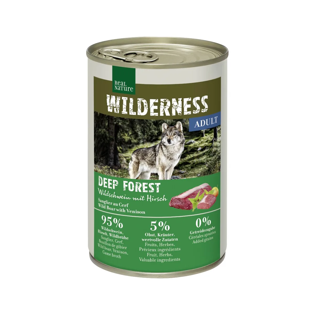 REAL NATURE WILDERNESS Nassfutter Hund, Adult, Deep Forest, Wildschwein mit Hirsch