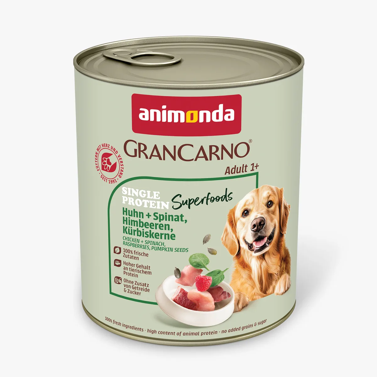 Animonda GranCarno Superfoods Huhn + Spinat, Himbeer, Kürbiskern