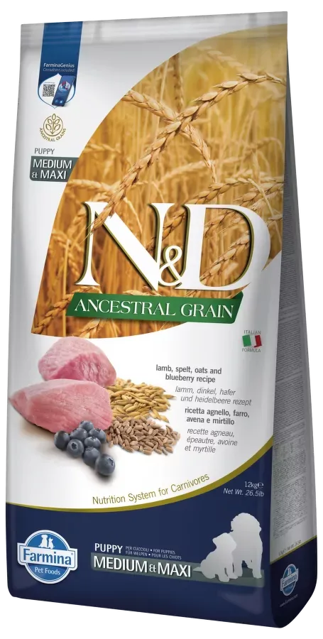 N&D Ancestral Grain Dog Puppy Medium/Maxi Lamb&Blueberry
