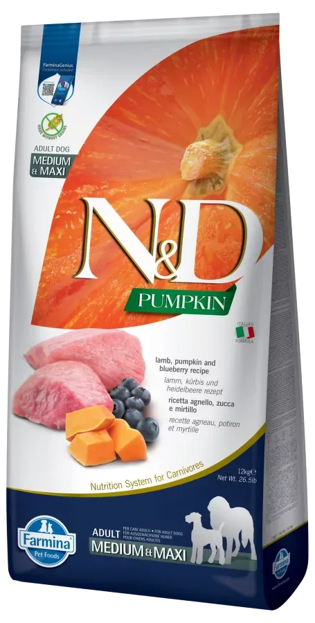 N&D Pumpkin Dog Adult Medium/Maxi Lamb&Blueberry