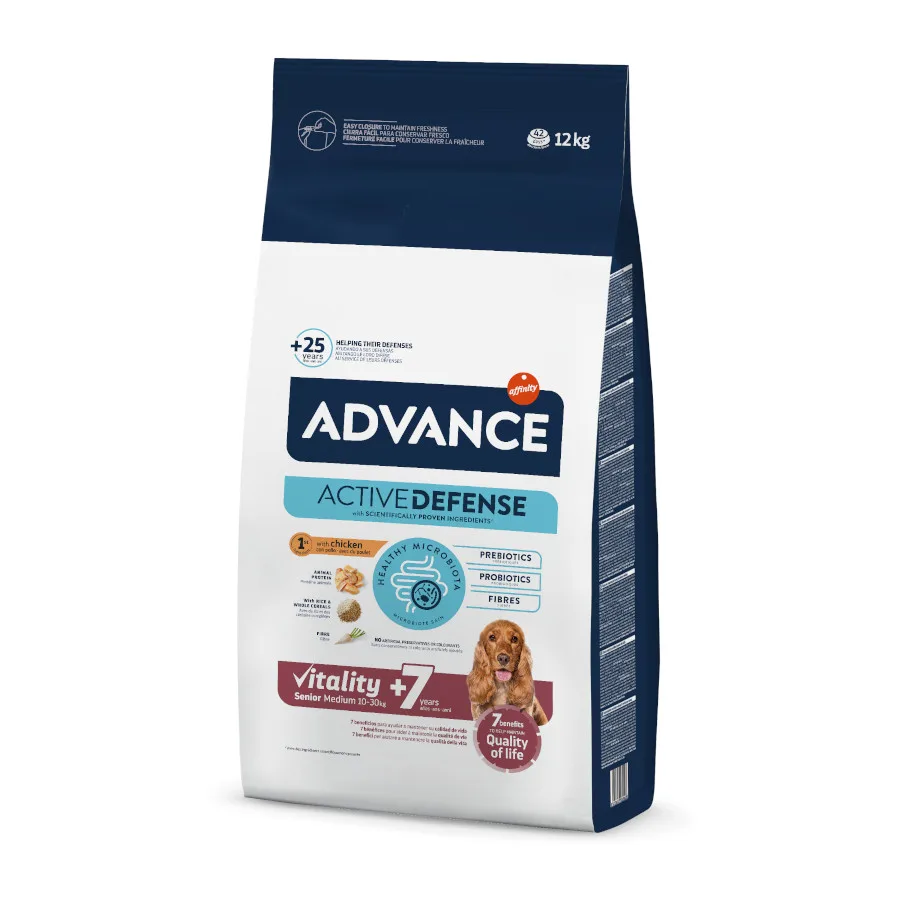 Affinity Advance Advance Medium Senior +7 Active Defense Pollo y Arroz pienso para perros