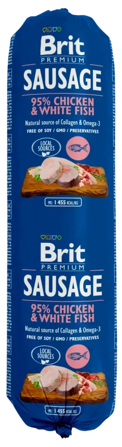 Brit Premium Salám Brit Sausage Chicken & White Fish