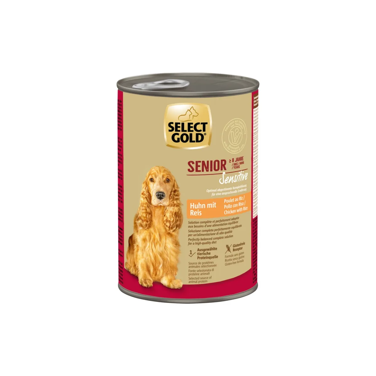 SELECT GOLD Sensitive nourriture humide pour chien senior Poulet et riz