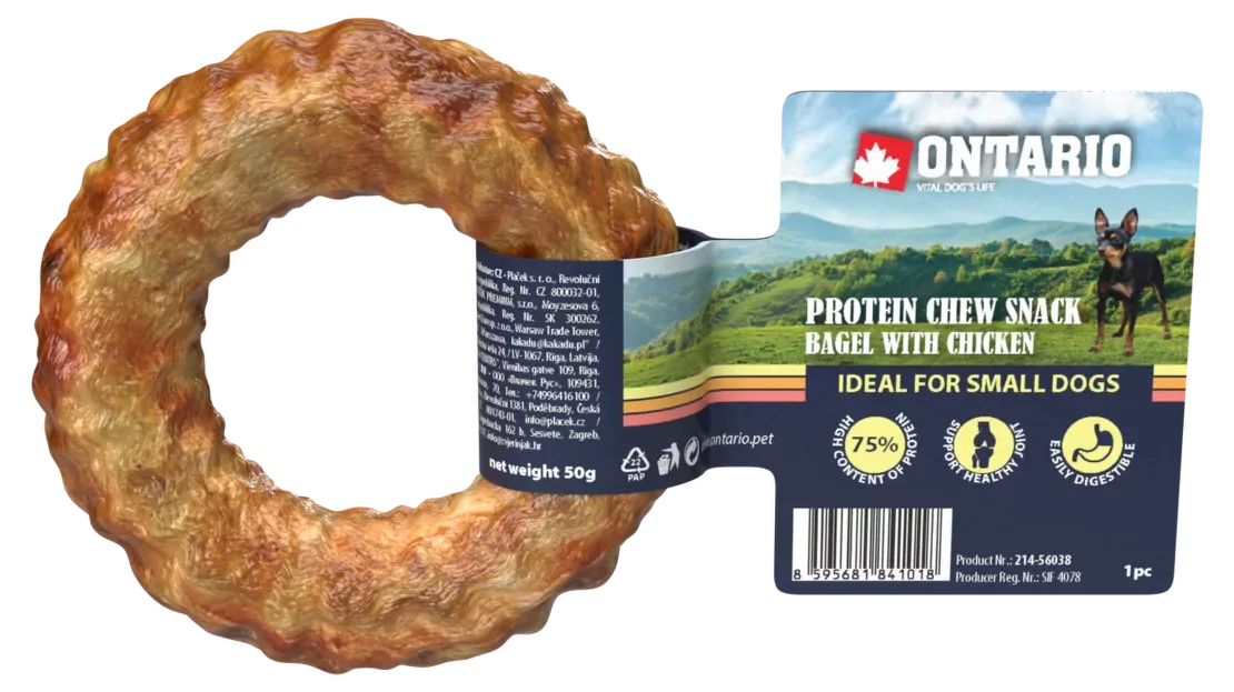Ontario Protein žvýkací pamlsek bagel s kuřecím