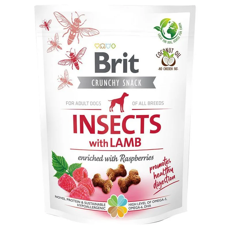 Brit Care Crunchy Cracker Insekter, Lam & Hindbær