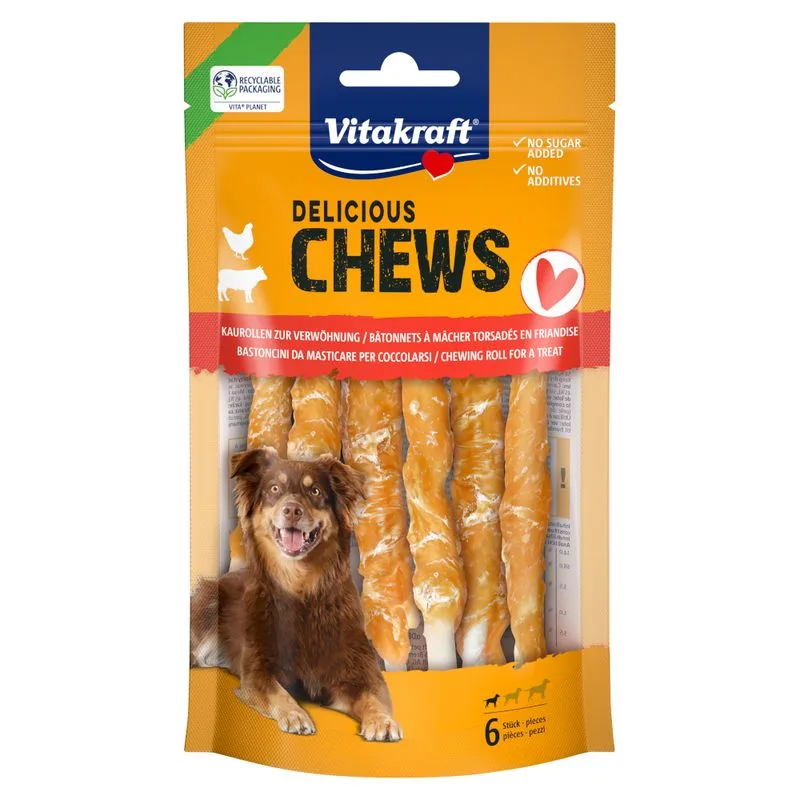 Hundgodis Tuggben Vitakraft Delicious Chews Tuggrullar Kyckling S