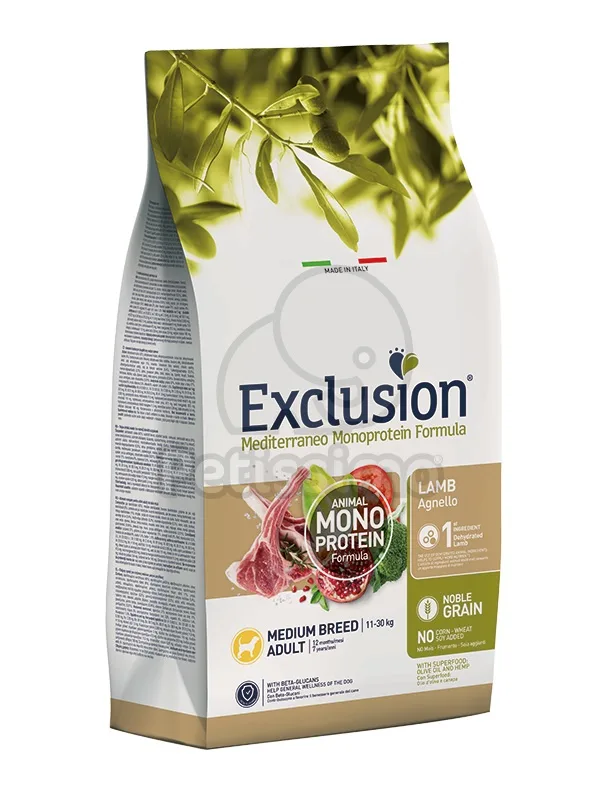 Exclusion Mediterraneo Monoprotein Formula Medium Breed (11 - ) - bárány