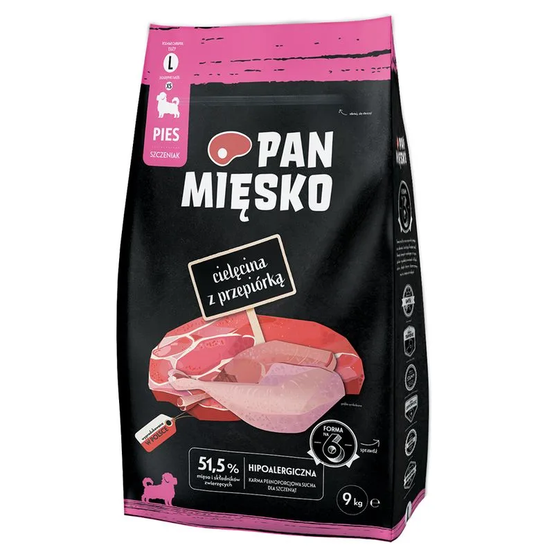 Krmivo Pro Psy Pan Mięsko Large Puppy telecí s křepelkami
