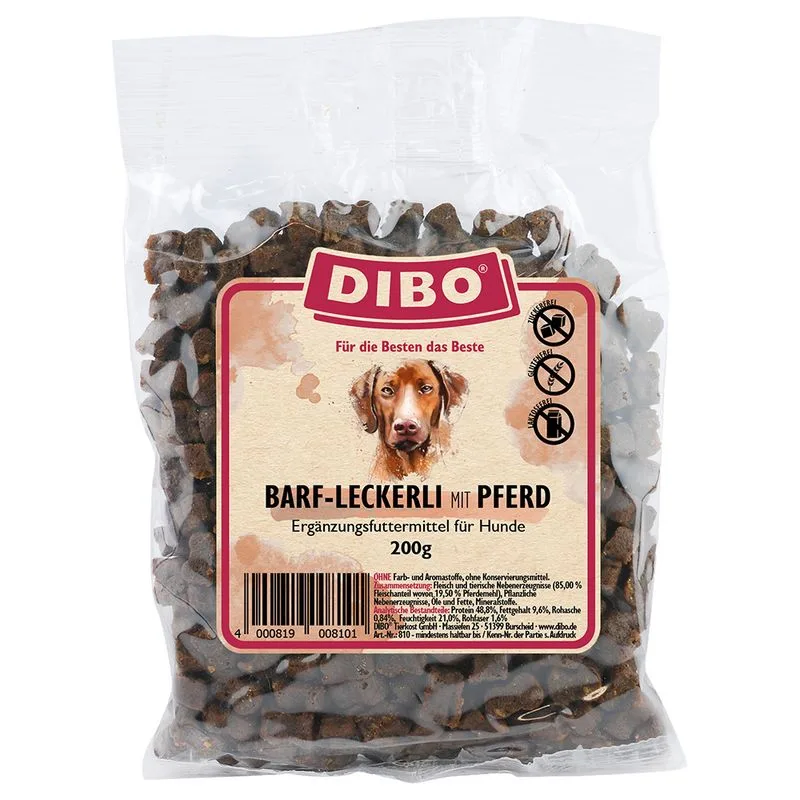 Naturalne DIBO BARF, przysmaki z koniną