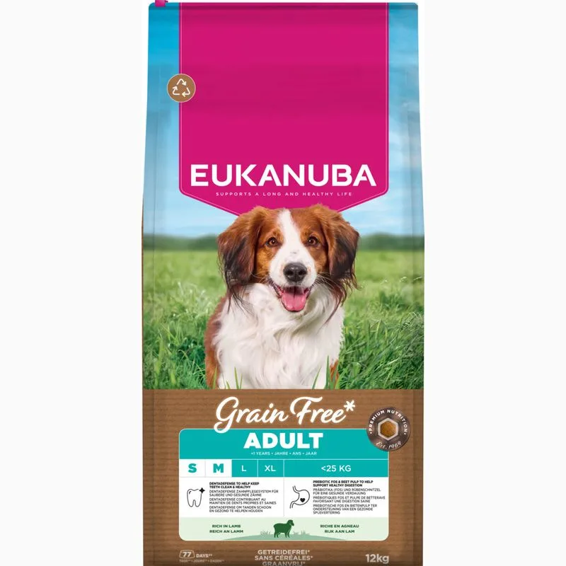 Eukanuba Grain Free Adult Small & Medium Breed s jehněčím
