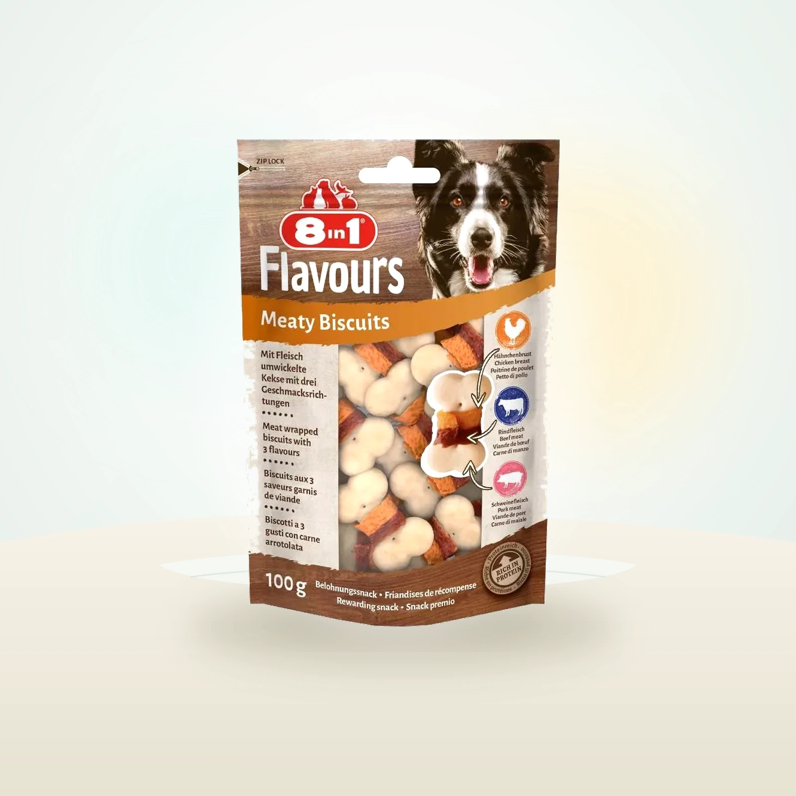 8in1 8 in 1 Flavours Dog Snack Meaty Biscuits