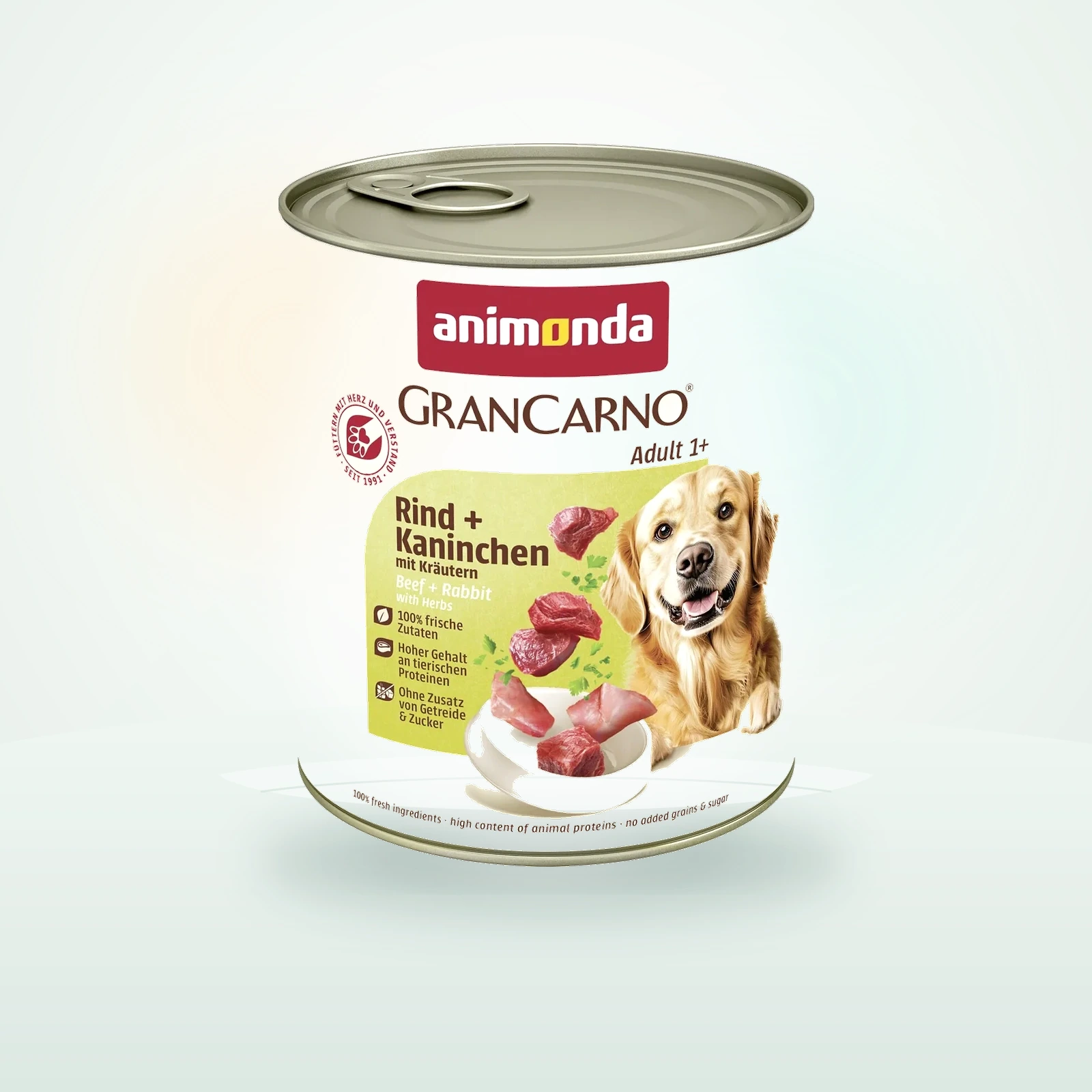 Animonda GranCarno Original Nassfutter Hund Adult, Rind und Kaninchen mit Kräutern