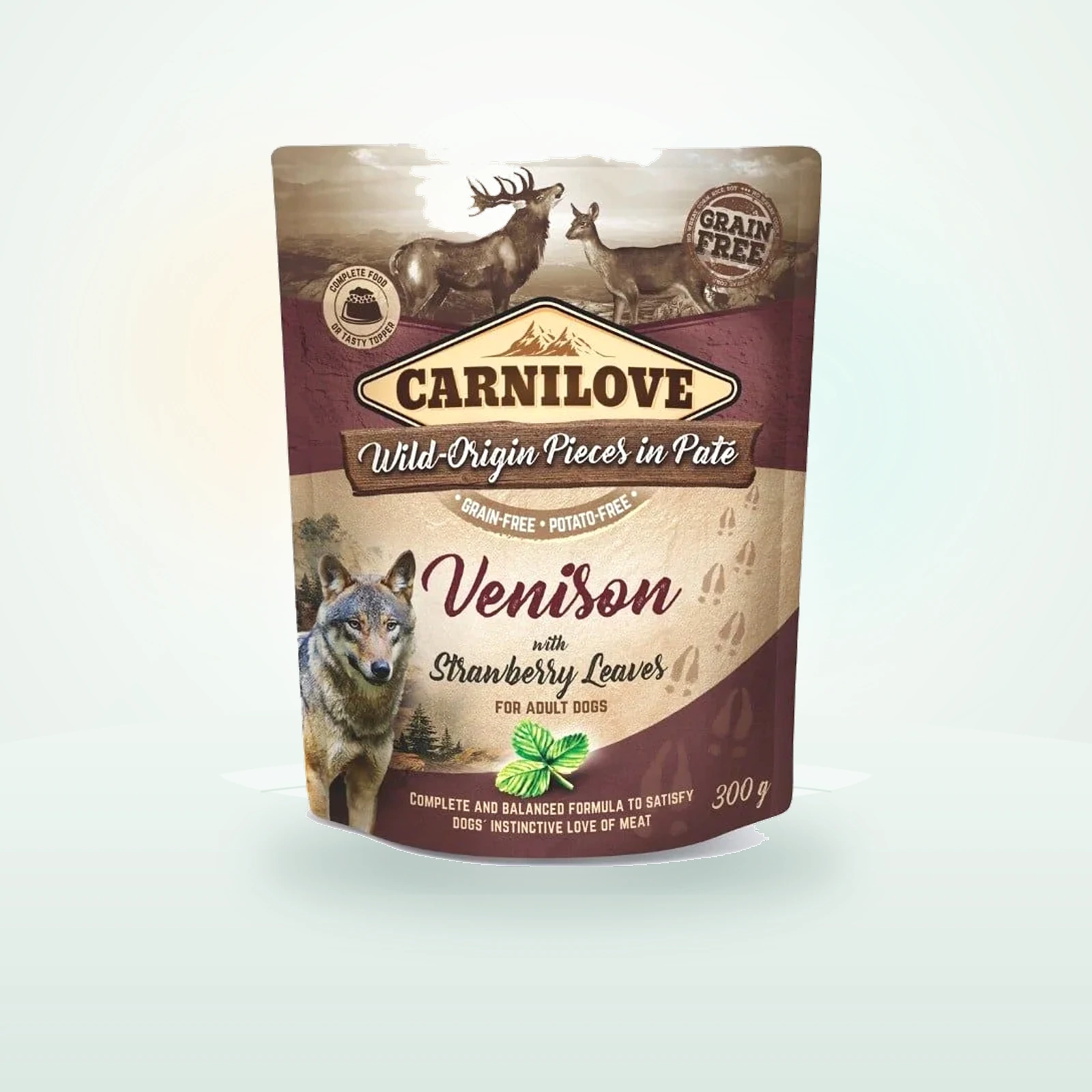 CARNILOVE Dog Paté Venison with Strawberry Leaves mokra karma dla psów Dziczyzna z liśćmi truskawki