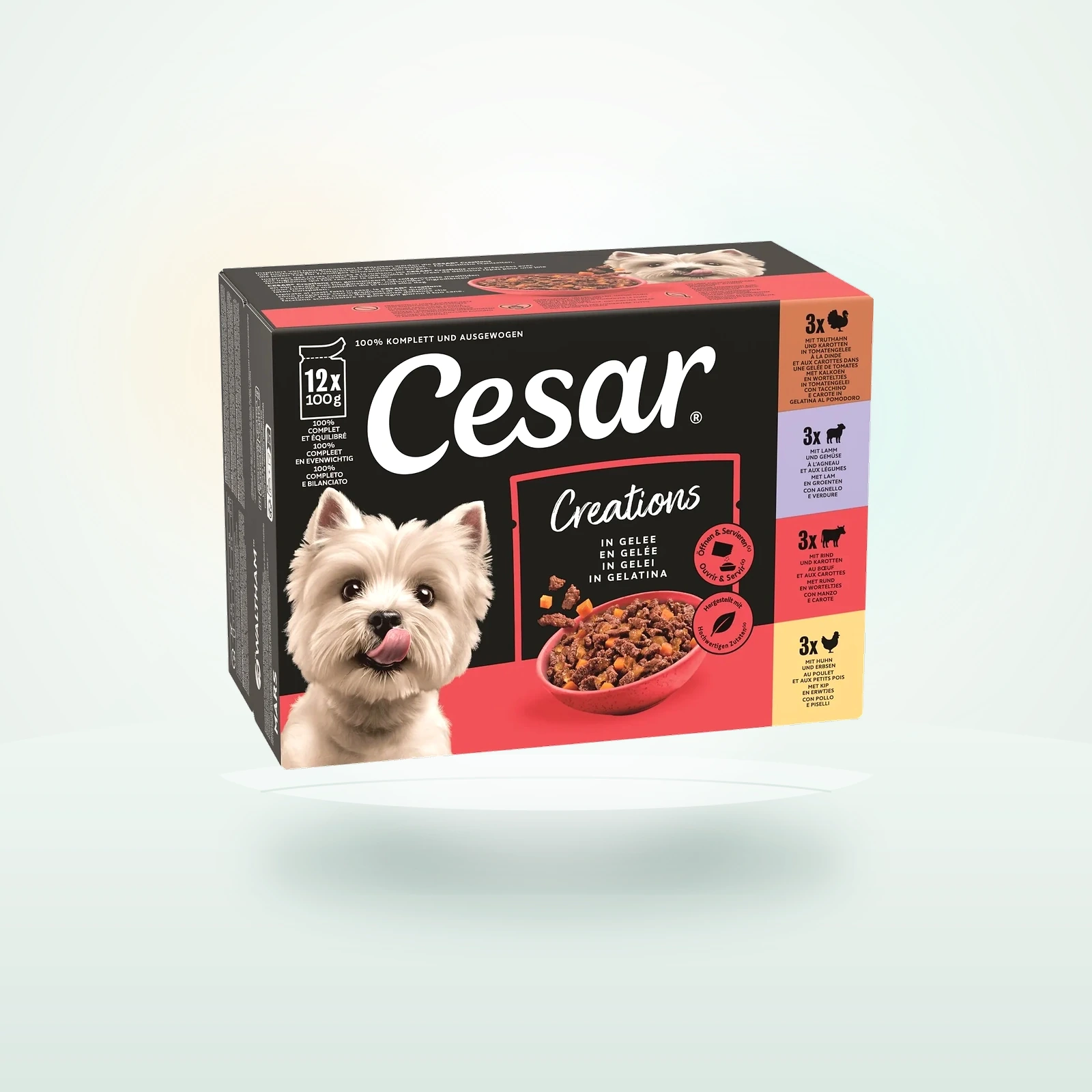 Cesar Creations Nassfutter Hund Adult 4 Variationen in Gelee