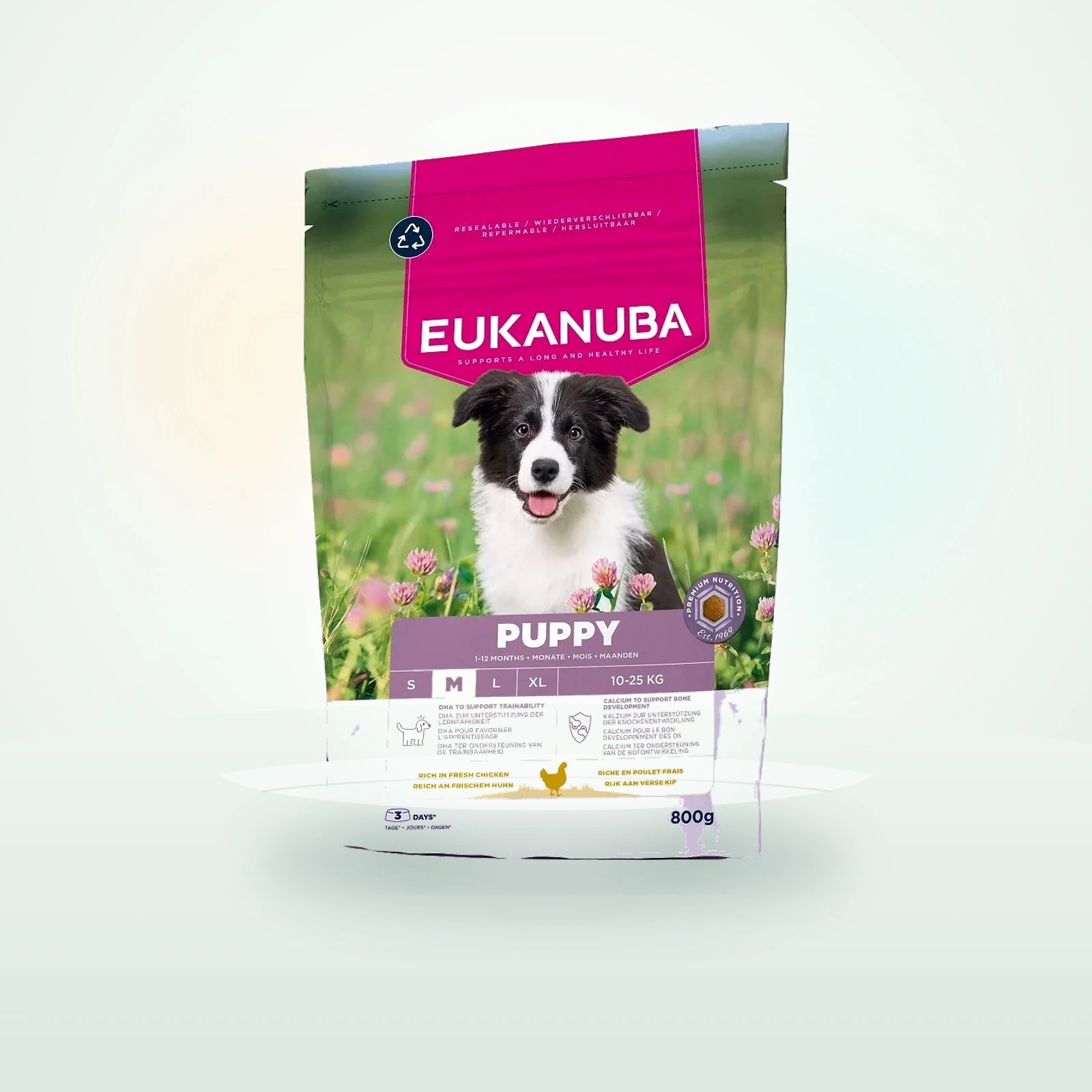 Eukanuba Puppy Medium Breeds Chicken sucha karma dla szczeniąt ras średnich bogata w świeżego kurczaka