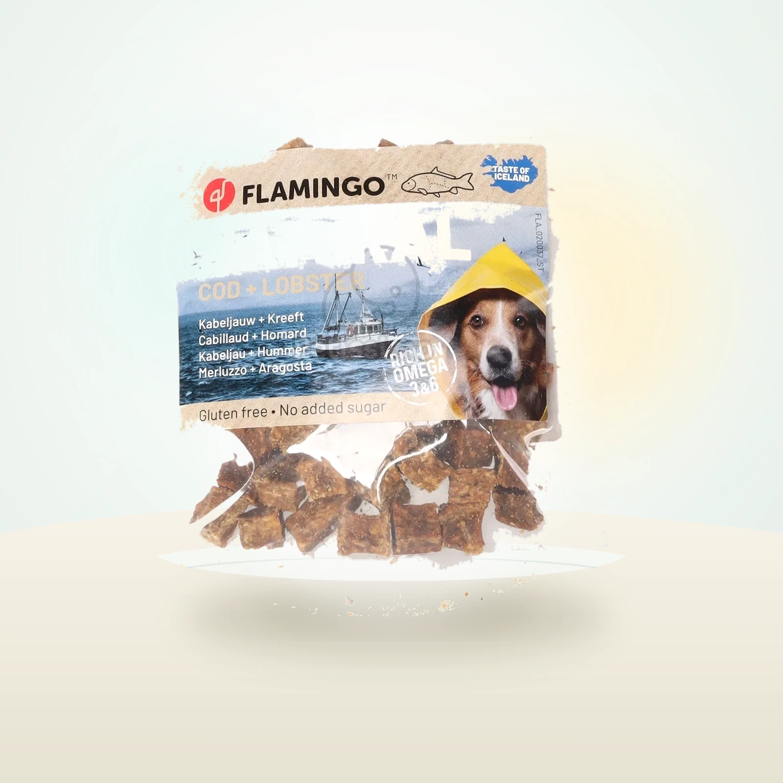 Flamingo Nature Snacks jutalomfalat kockák kutyáknak - tőkehal, homár