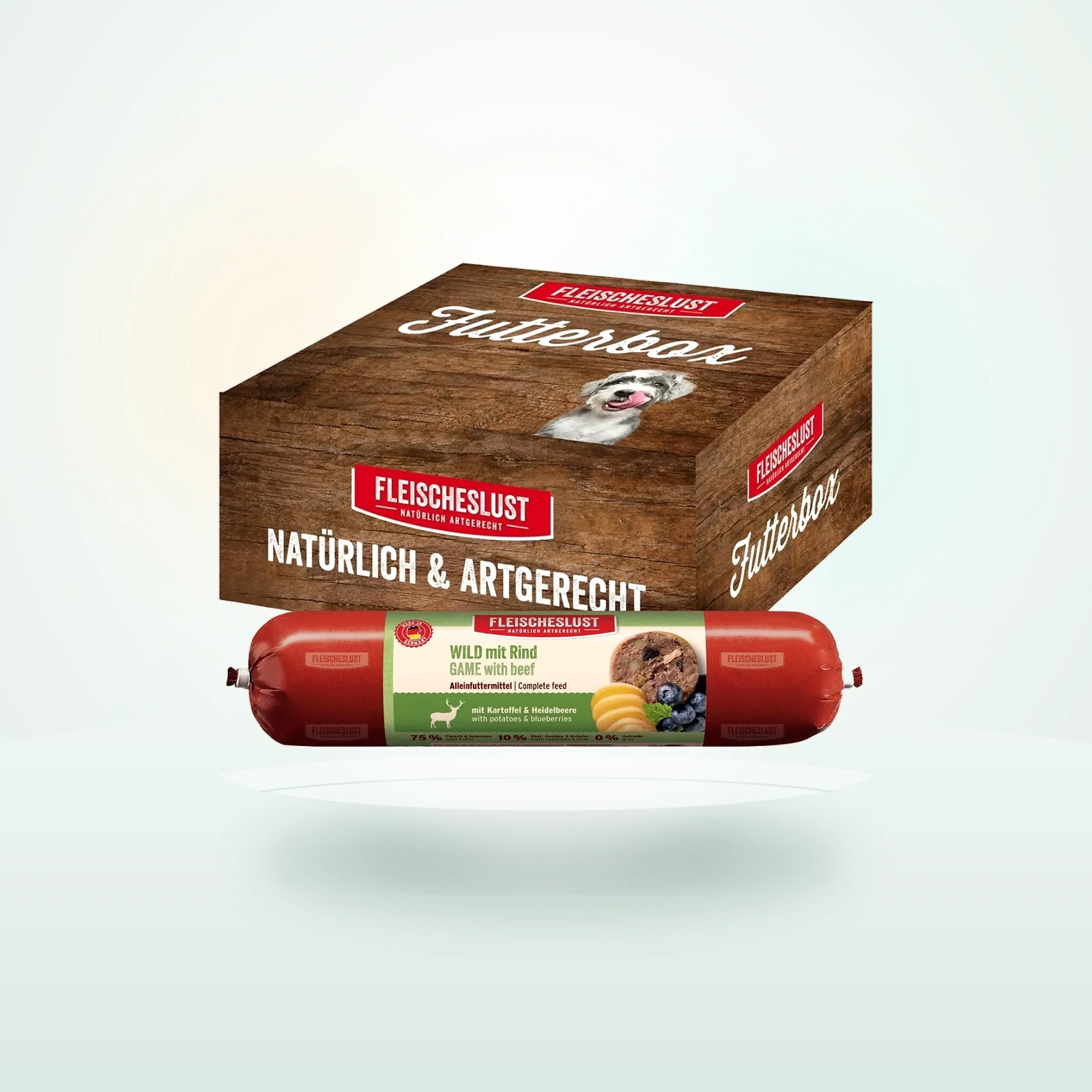 Fleischeslust Nassfutter Hund Adult Futterbox Wild, Rind, Kartoffel & Heidelbeere