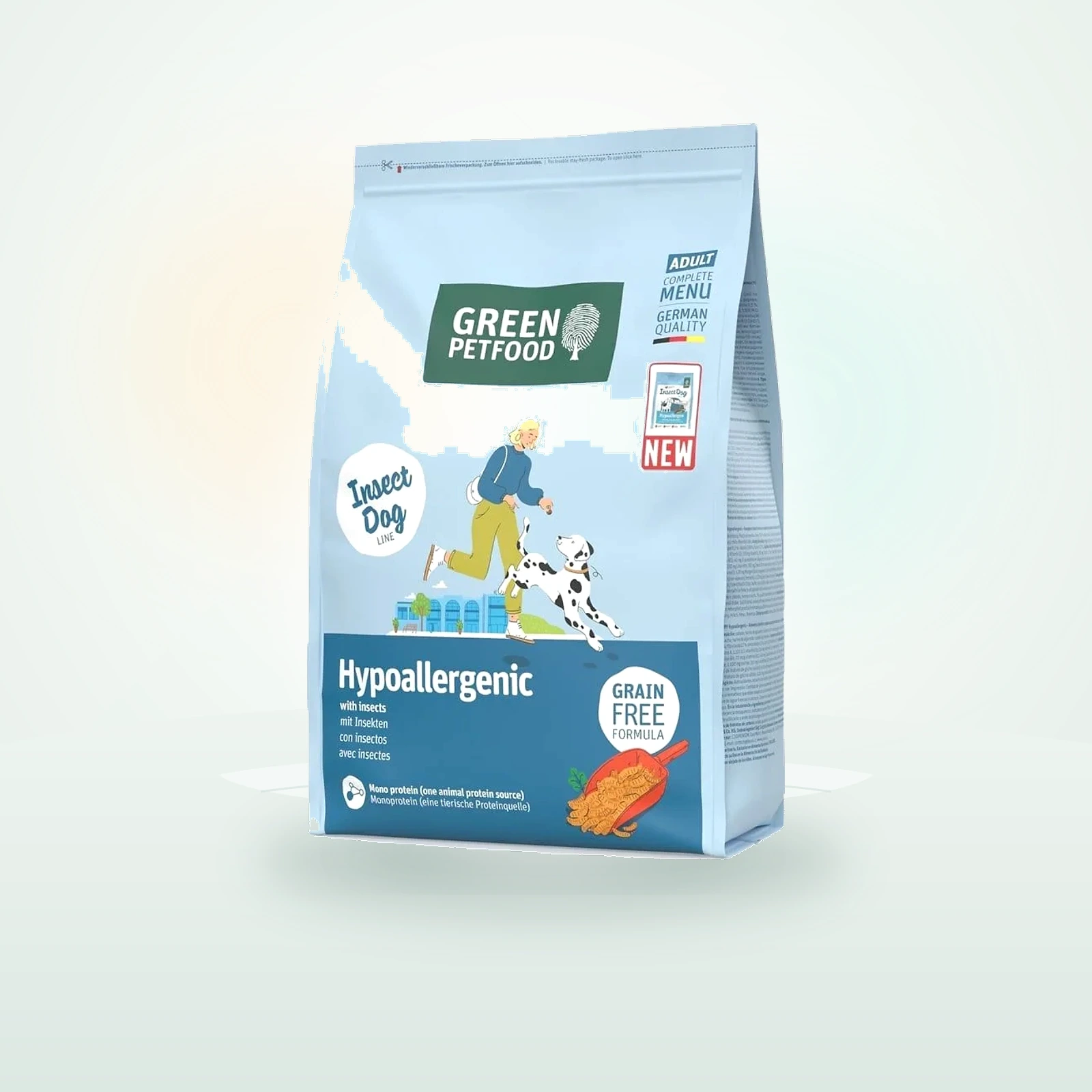 GREEN PETFOOD InsectDog Hypoallergenic bezzbożowa karma z białkiem owadów dla psów