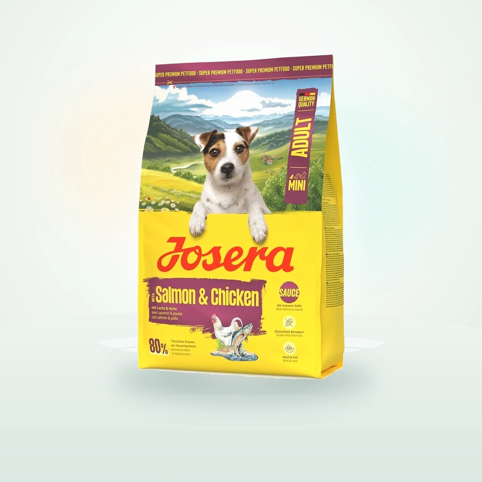Josera Mini Adult Salmon and Chicken bezglutenowa karma z sosem dla psów małych ras