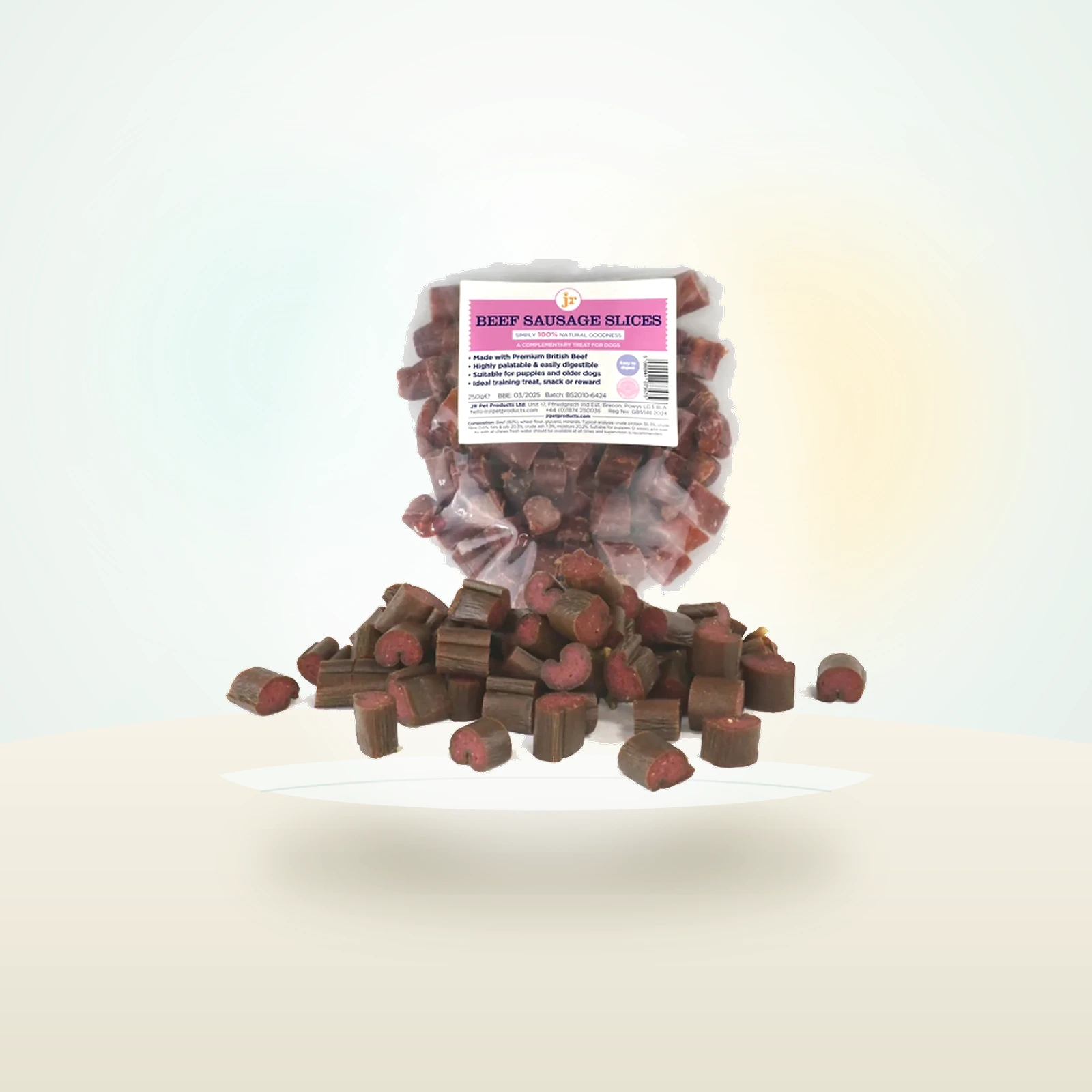 JR Pet Products British Sliced Beef Sausages Treats For Dogs