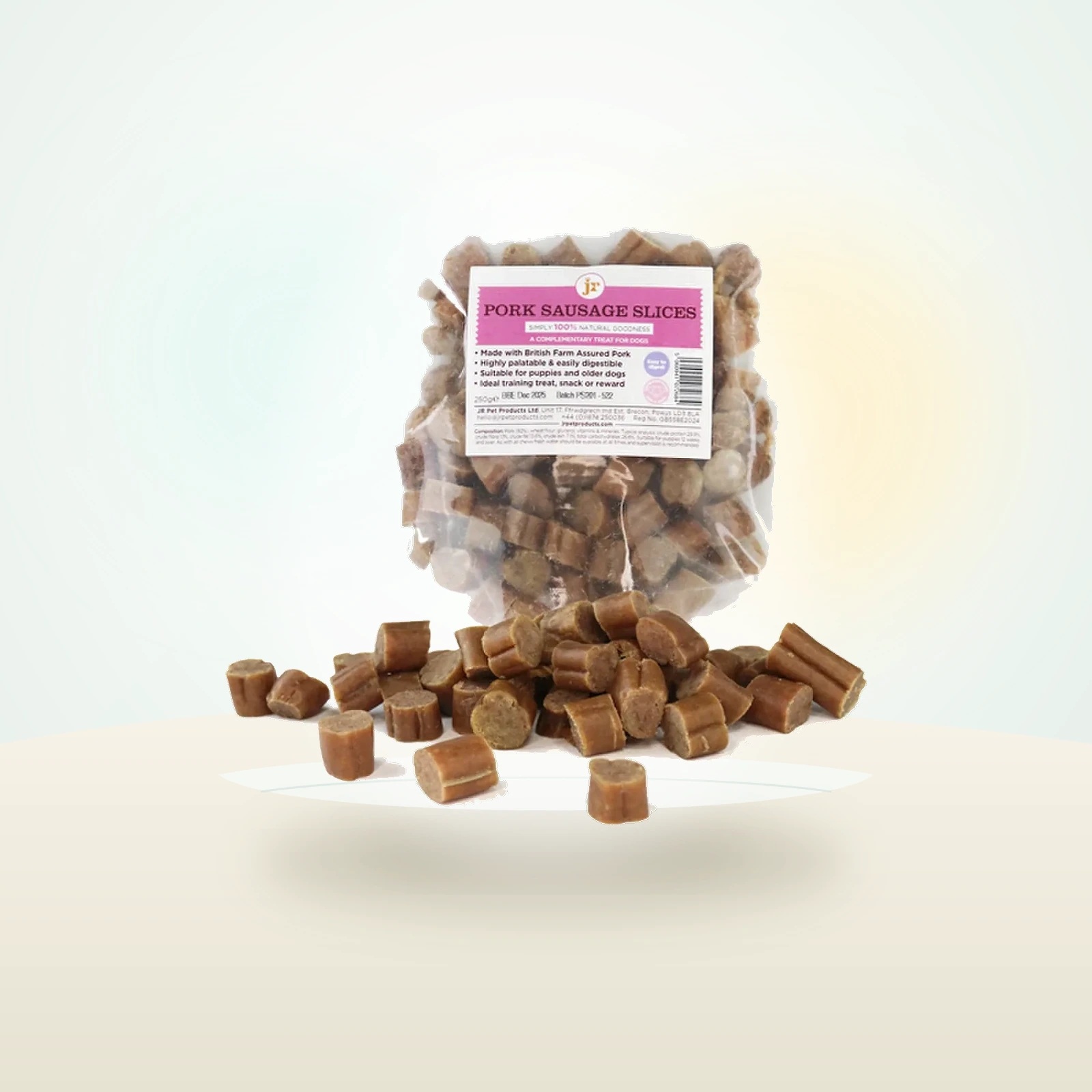 JR Pet Products British Sliced Pork Sausages Treats For Dogs