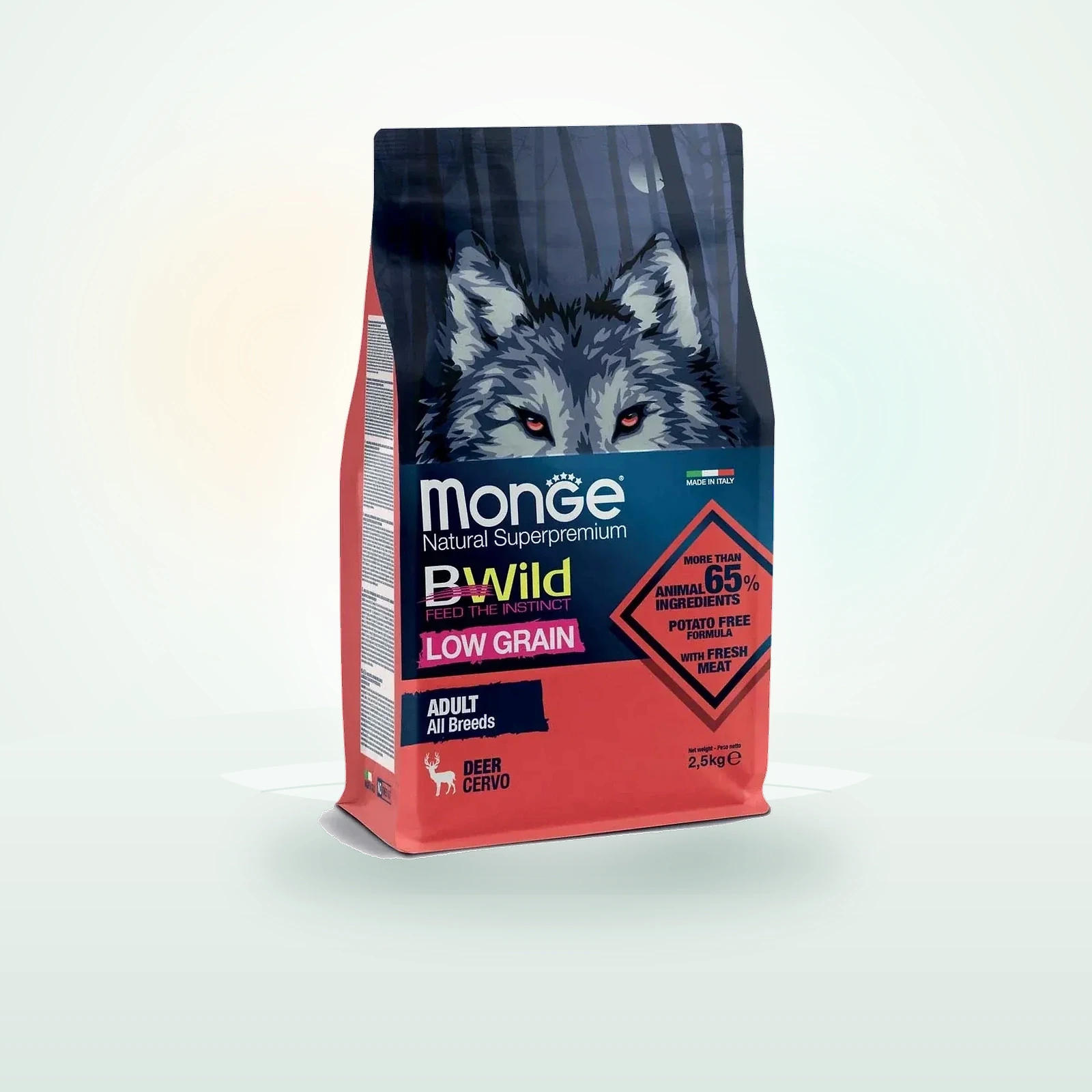 Monge BWild Low Grain All Breeds Cane Adult Cervo
