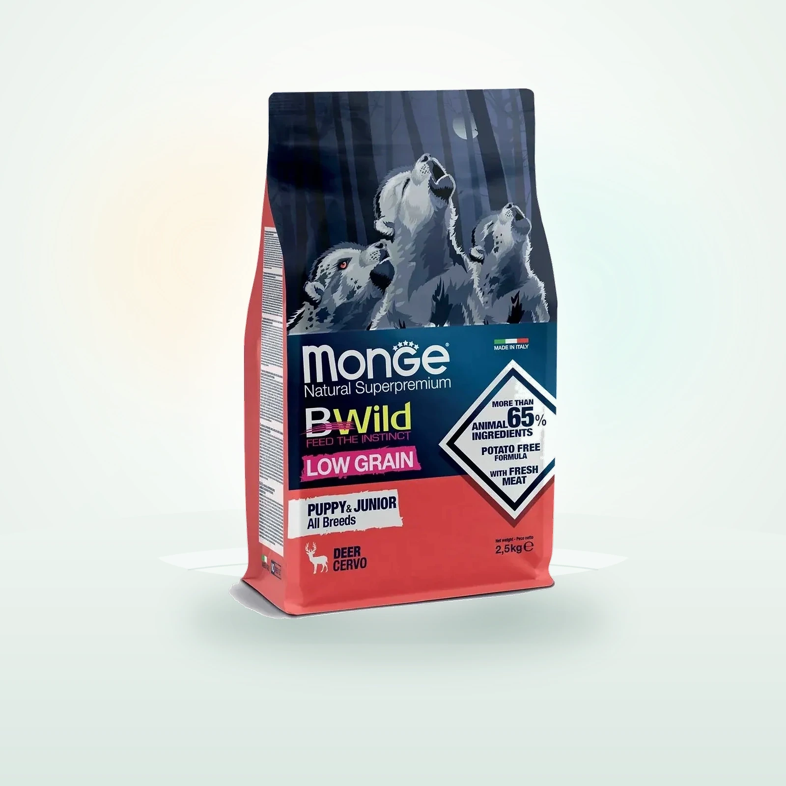 Monge BWild Low Grain All Breeds Puppy & Junior Cervo