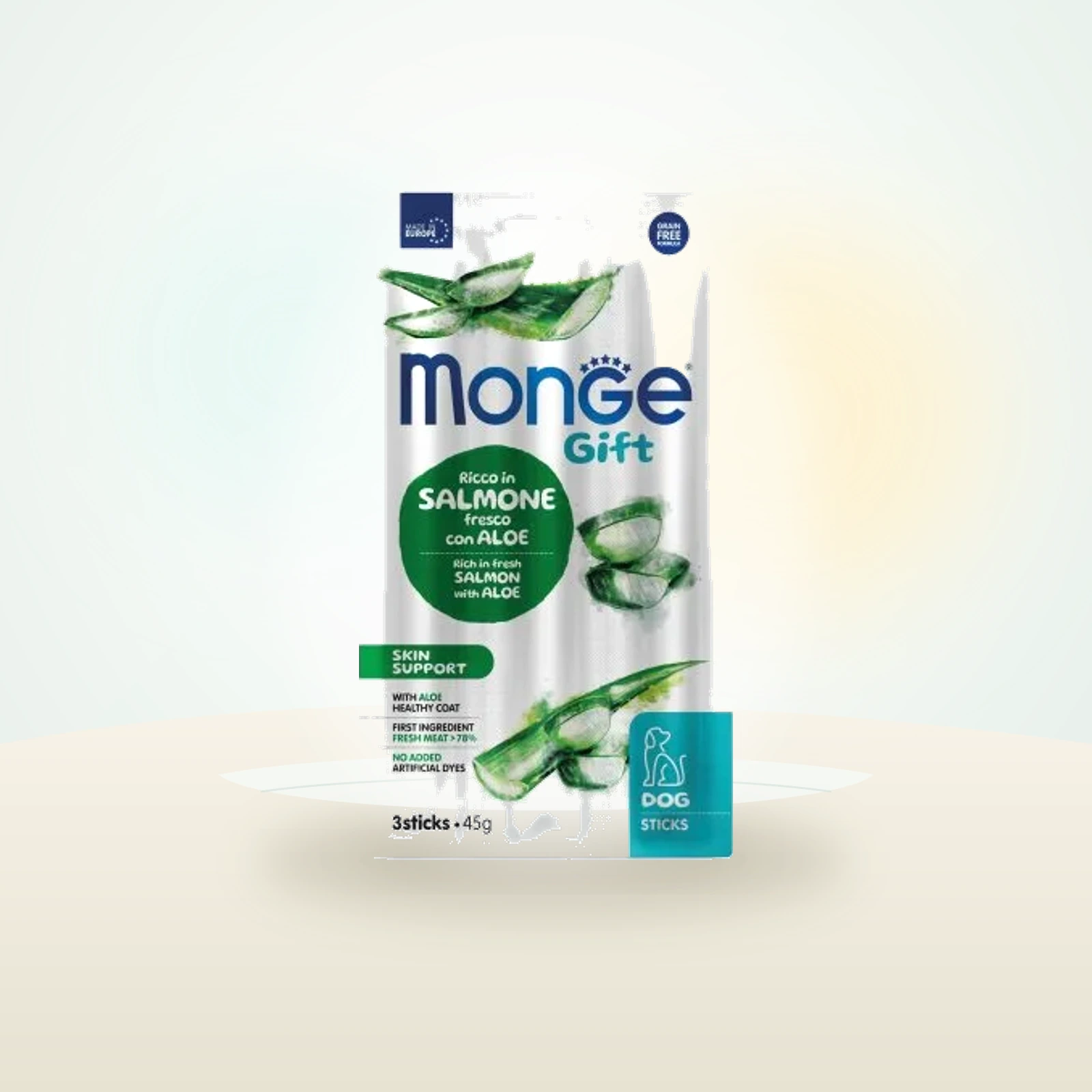 Monge Gift Skin Support Dog Ricco in Salmone Fresco con Aloe Vera e Lievito