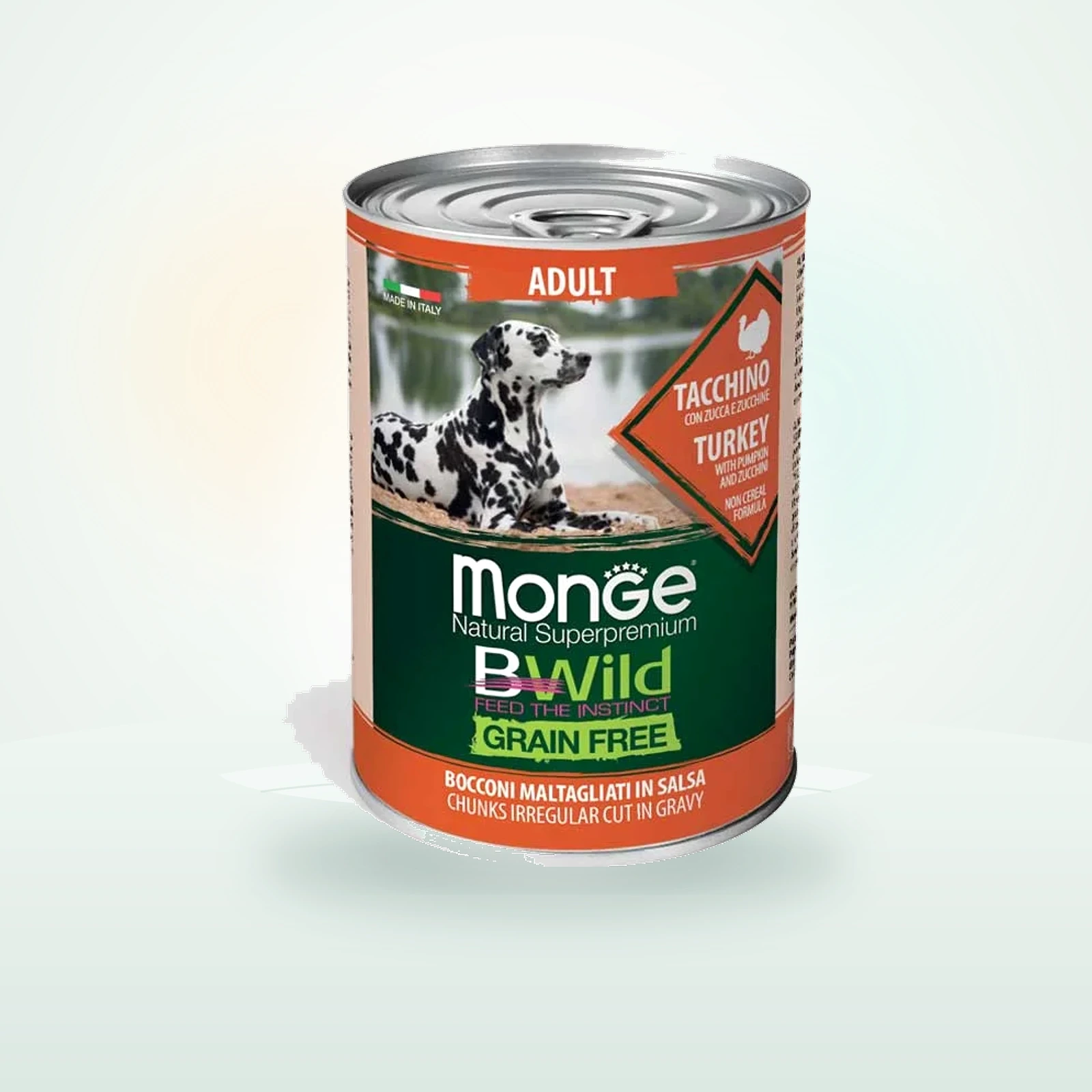 Monge Natural Super Premium Bwild Grain Free Formula All Breeds Cane Adulto Tacchino con zucca e zucchine