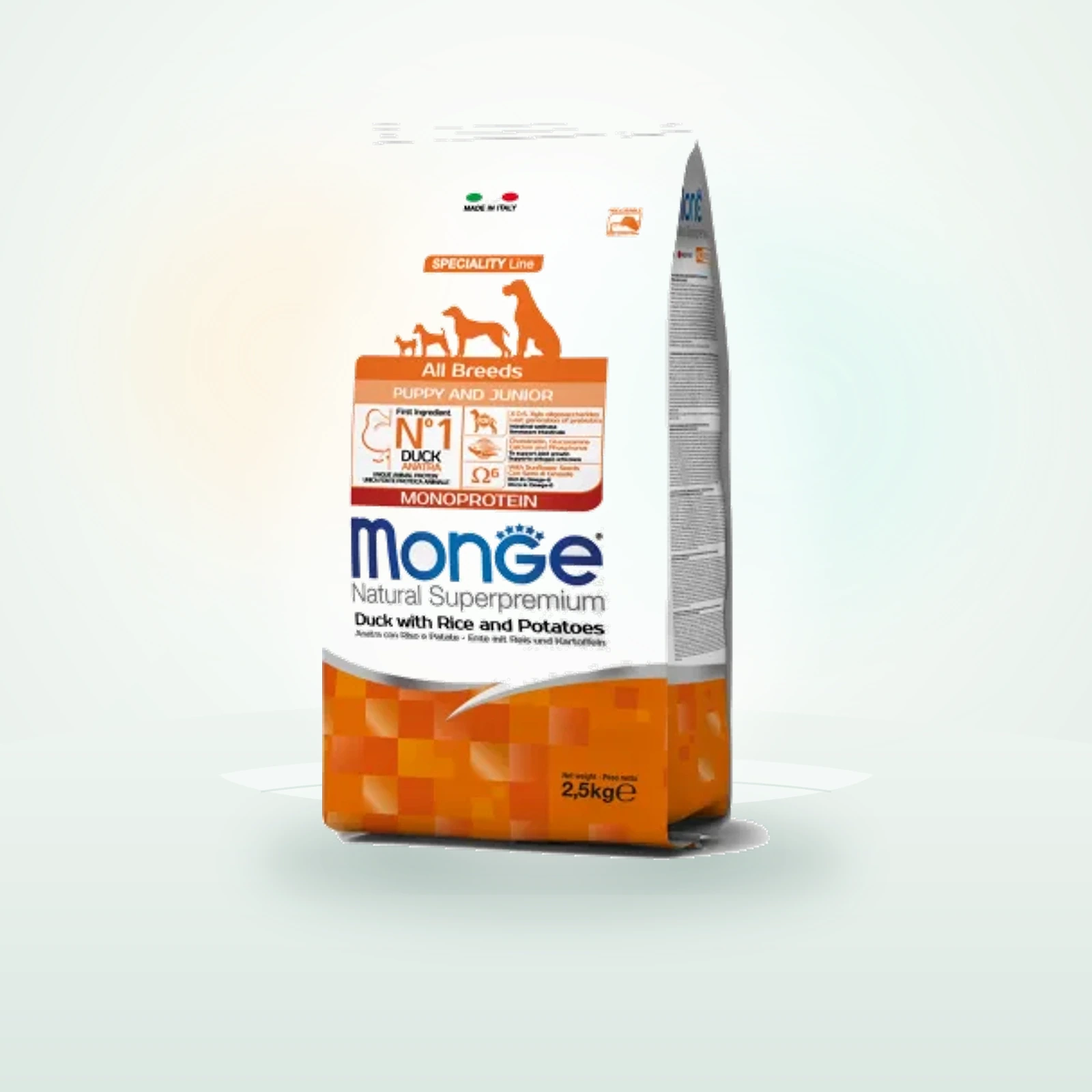 Monge Natural Superpremium All Breeds Puppy & Junior Monoprotein Anatra con Riso e Patate