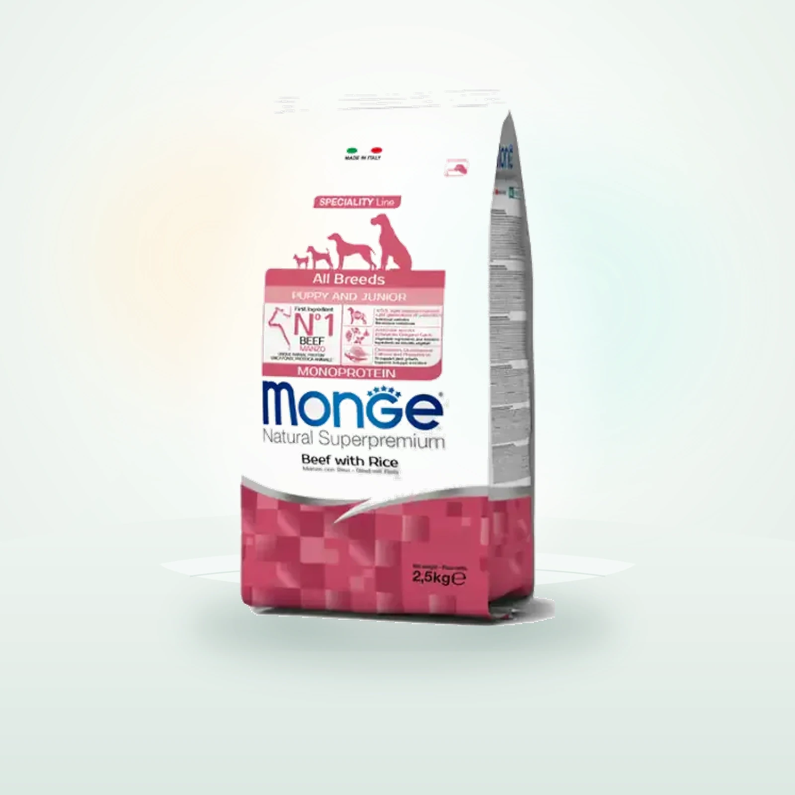 Monge Natural Superpremium All Breeds Puppy & Junior Monoprotein Manzo con Riso