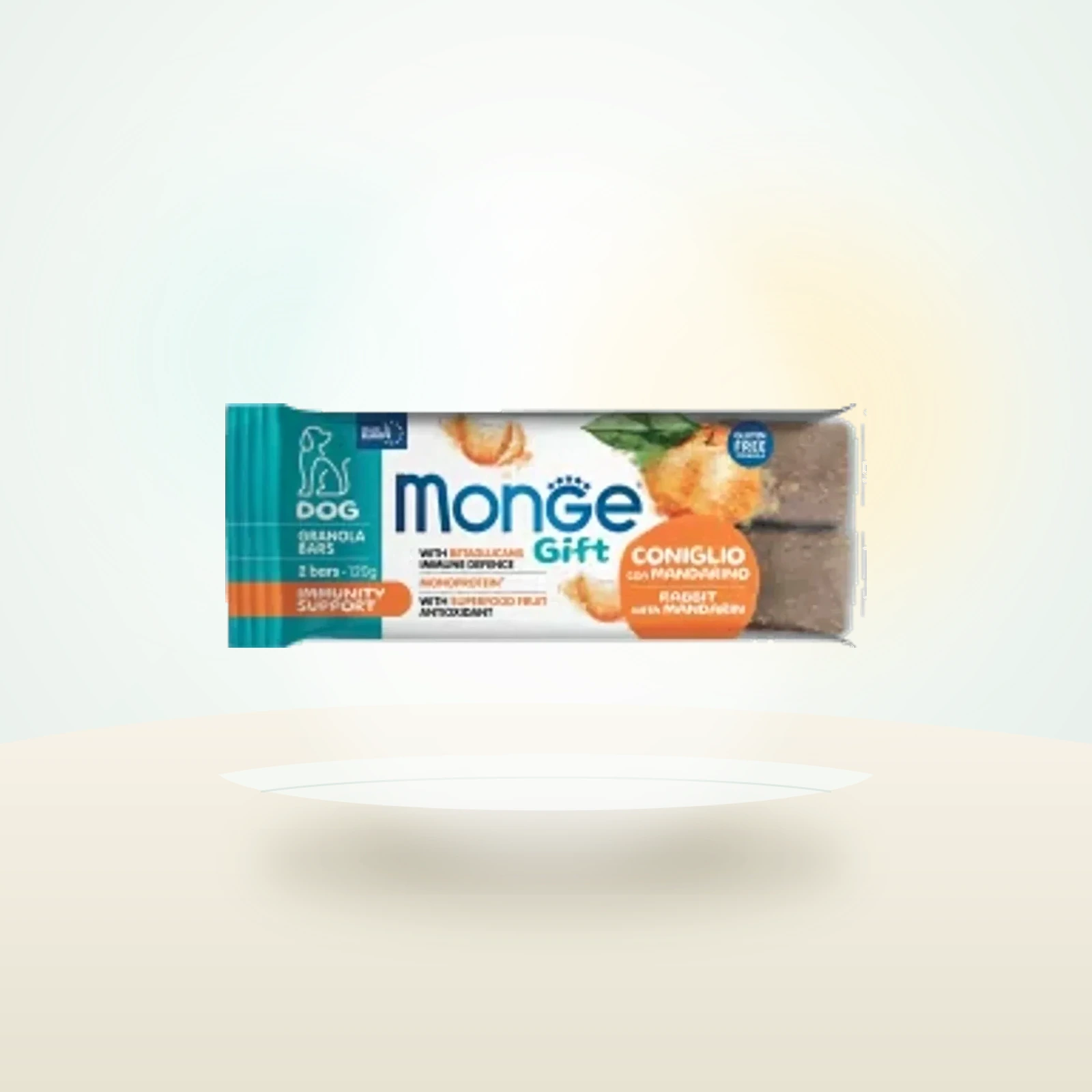 Monge Natural Superpremium Gift Immunity Support Dog Coniglio con Mandarino Granola Bars