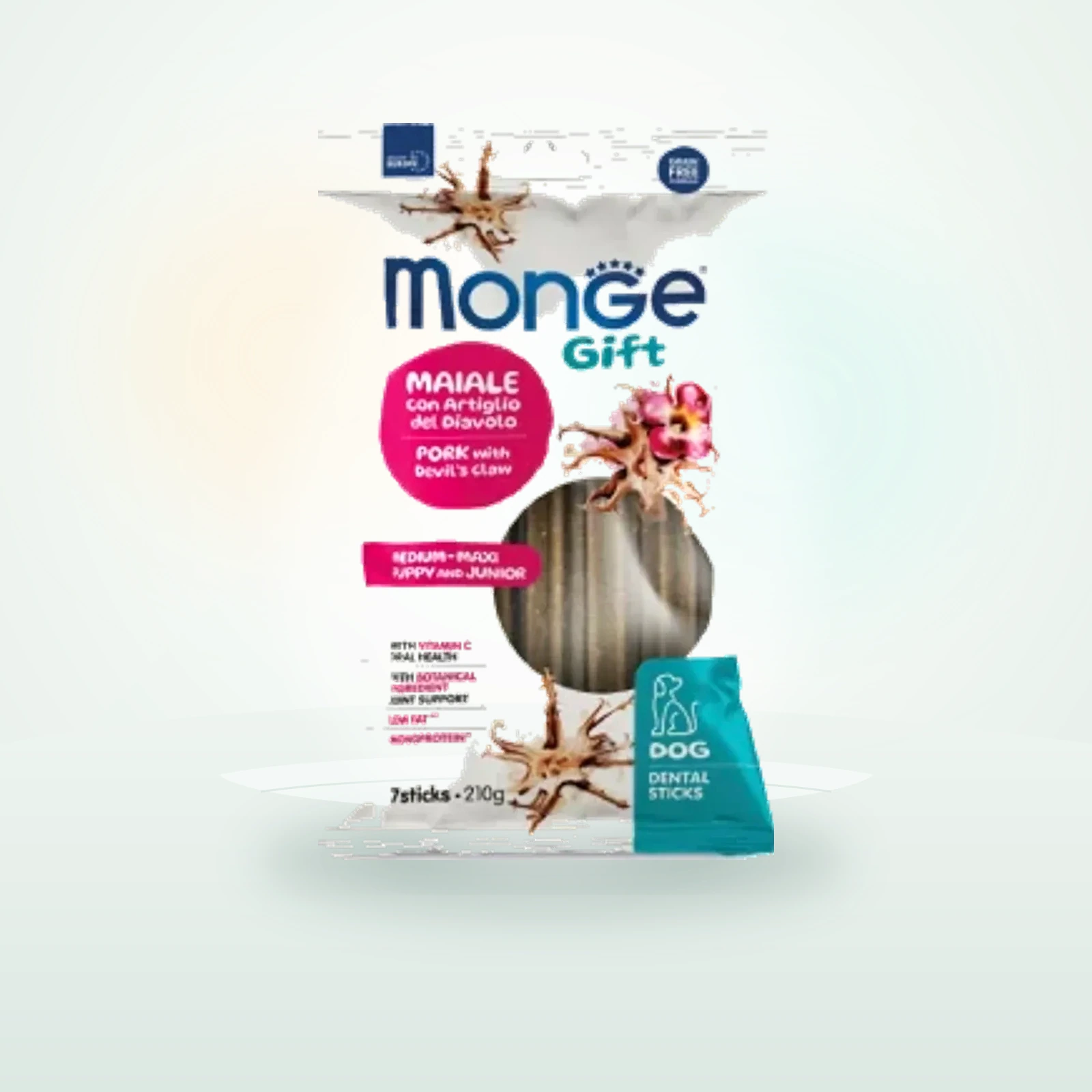 Monge Natural Superpremium Gift Puppy And Junior Medium - Maxi Dog Maiale con Artiglio del Diavolo Dental Sticks