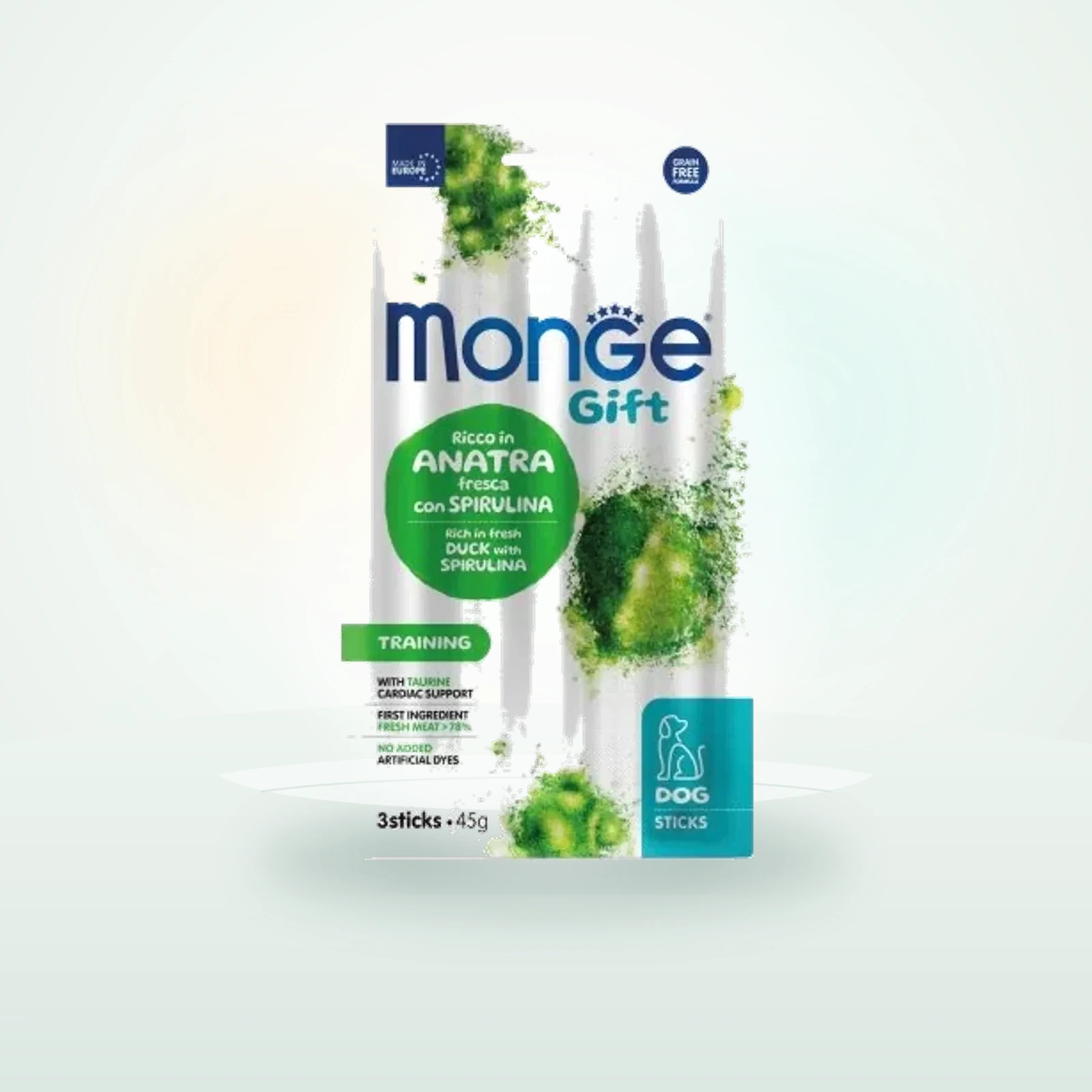 Monge Natural Superpremium Gift Training Dog Ricco In Anatra Fresca con Spirulina Sticks