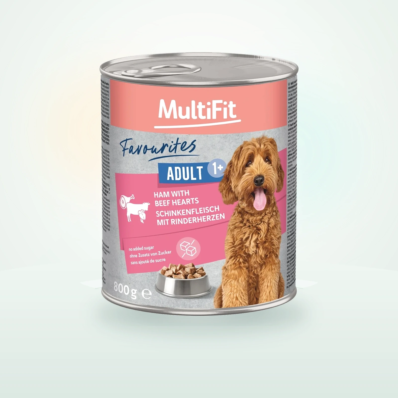 MultiFit Favoris Nourriture humide Chien Adulte Jambon avec cœurs de bœuf