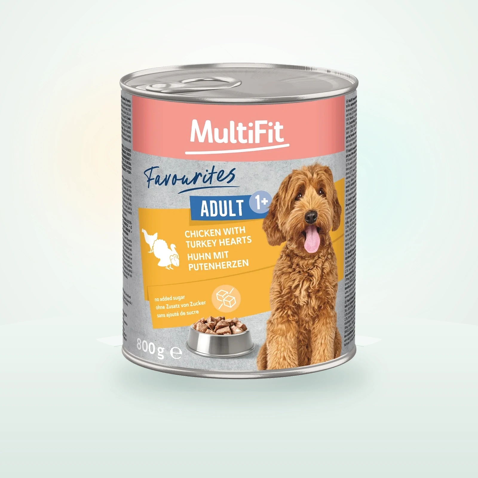 MultiFit Favourites Nassfutter Hund Adult, Huhn mit Putenherzen
