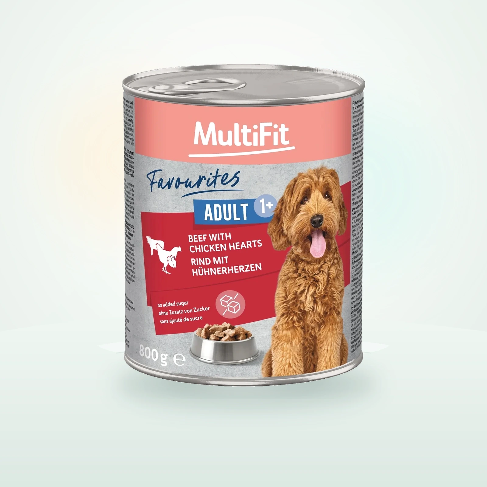 MultiFit Favourites Nassfutter Hund Adult, Rind mit Hühnerherzen