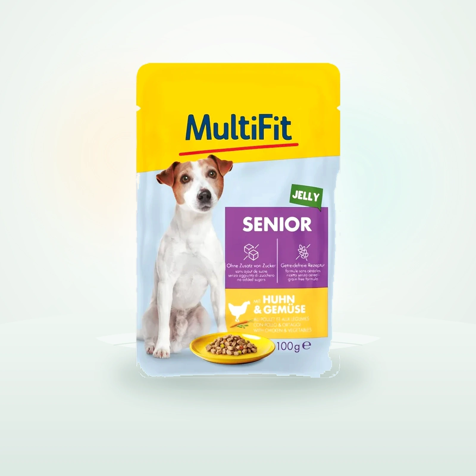 MultiFit nourriture humide chien, senior, au poulet et aux légumes
