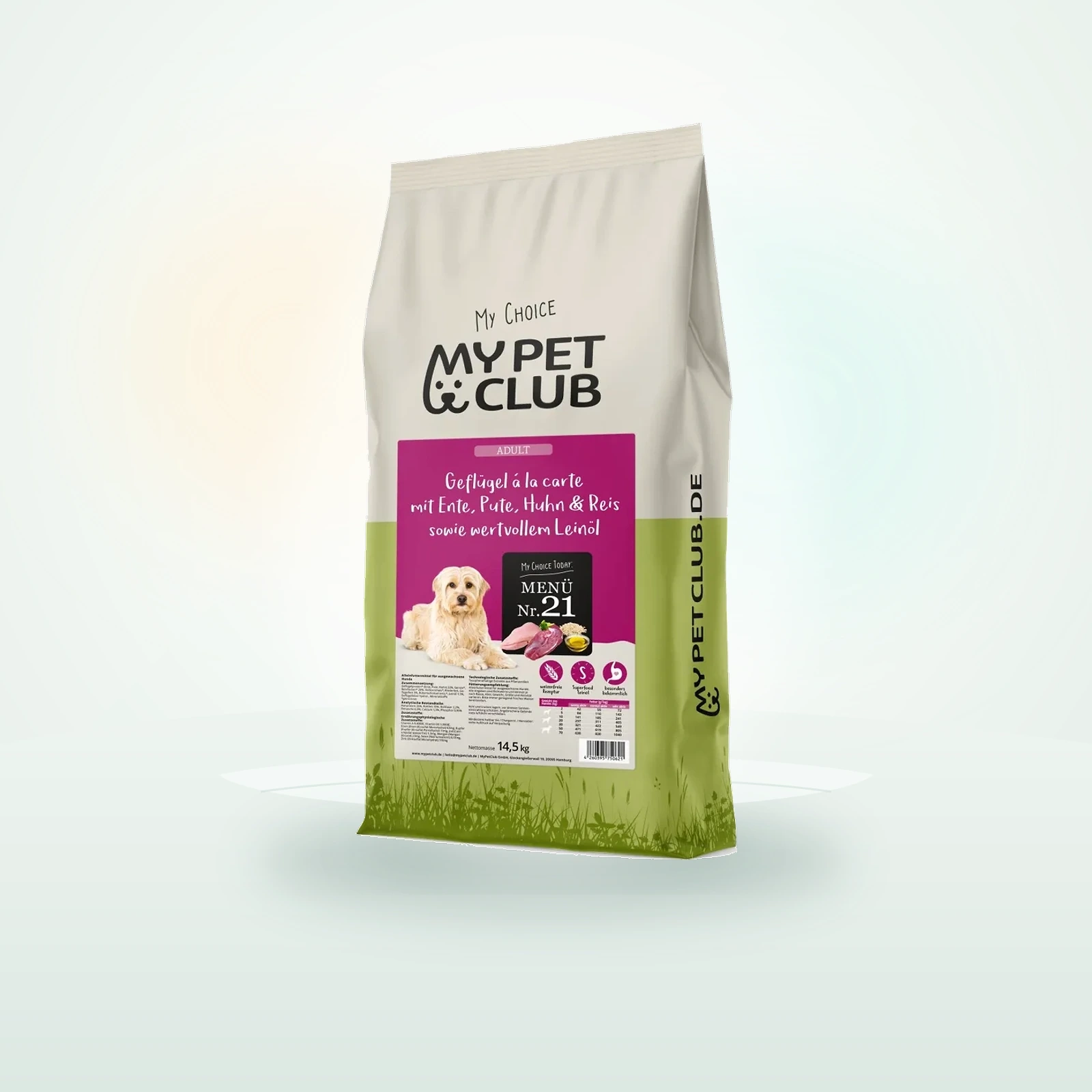 MyPetClub weizenfreies Trockenfutter für Hunde mit Ente, Huhn & Pute und hohem Fleischanteil