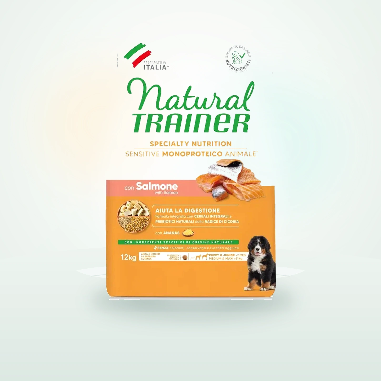 Natural Trainer Sensitive No Gluten Medium&Maxi Puppy con Salmone
