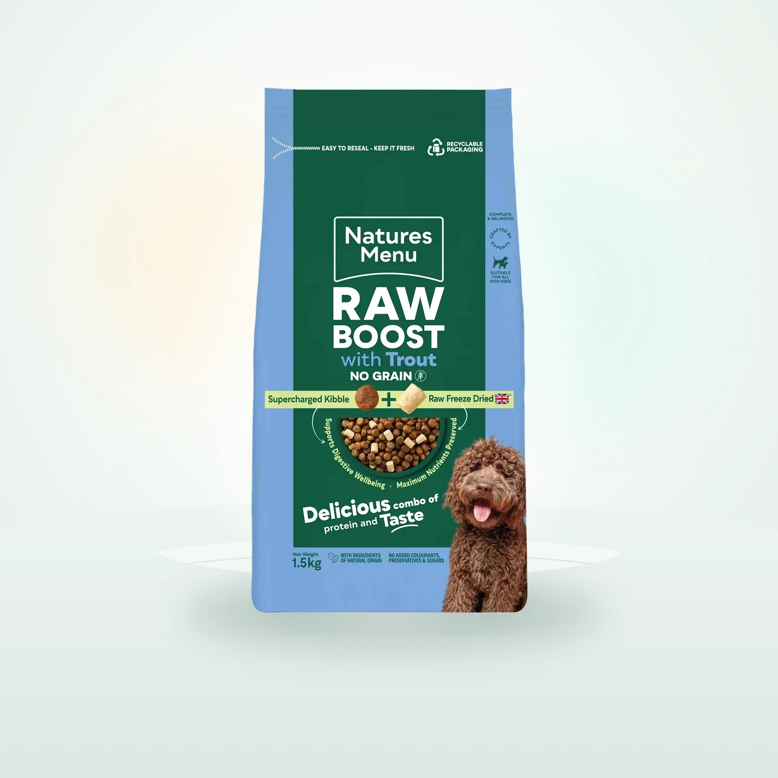Natures Menu Raw Boost No Grain Adult Dog Dry Food - Trout