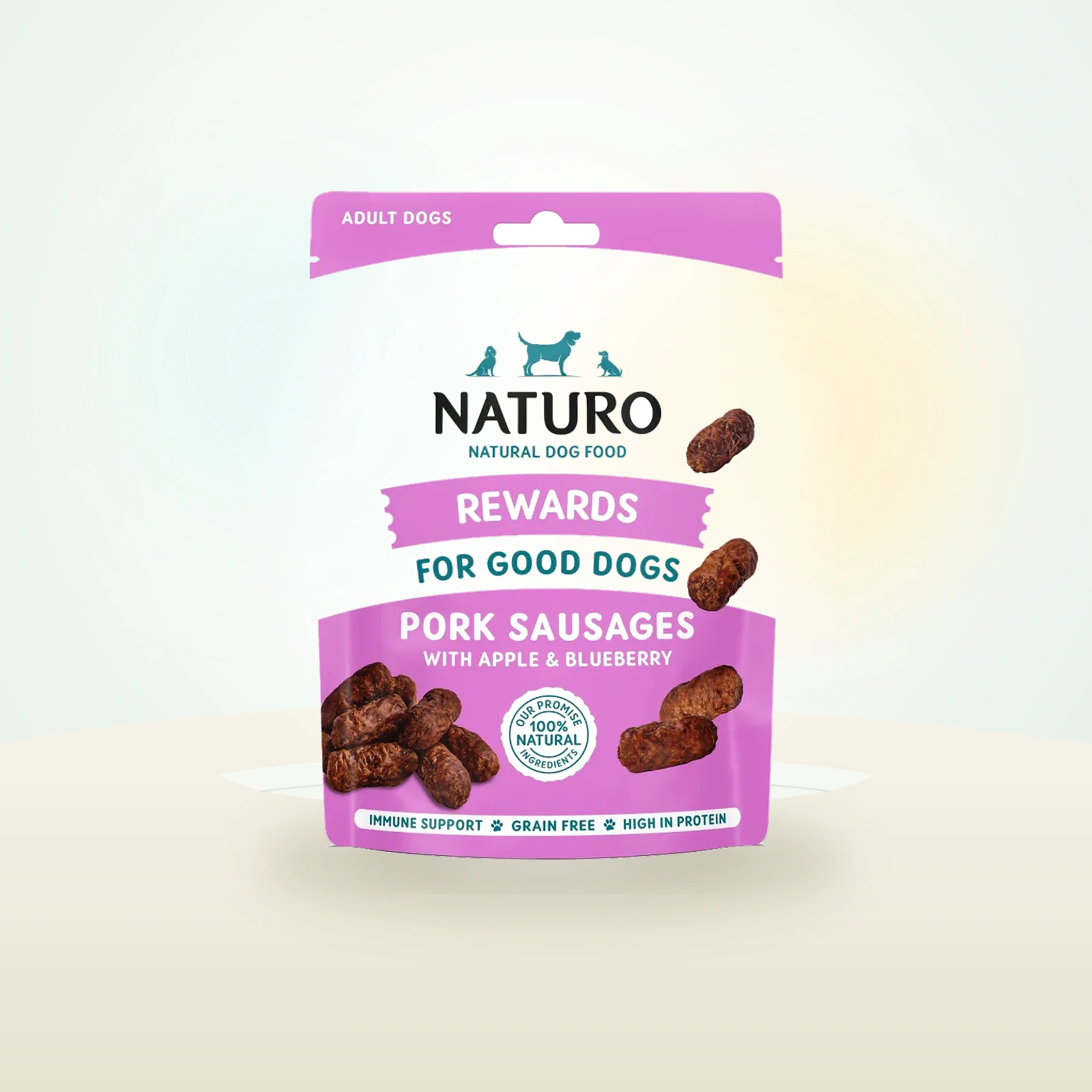 Naturo Adult Dog Pork and Apple Sausage Reward Treats