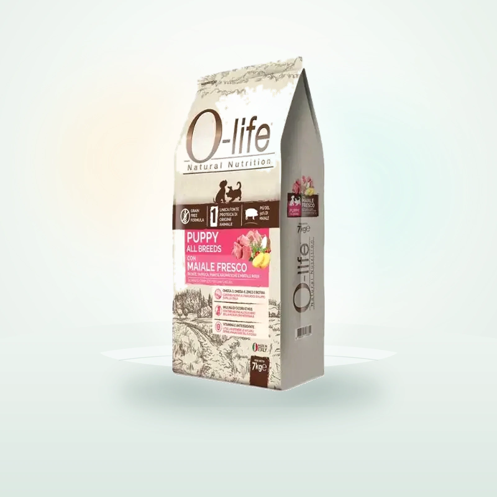 O-Life Dog Grain Free Puppy All Breeds Maiale fresco e Patate