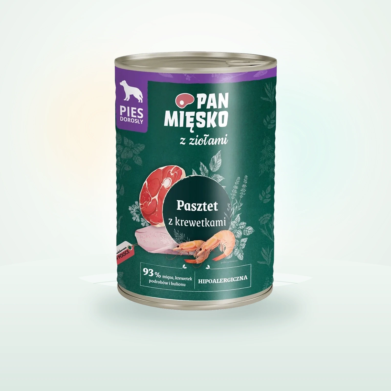PAN MIĘSKO z ziołami Pasztet z krewetkami dla psów