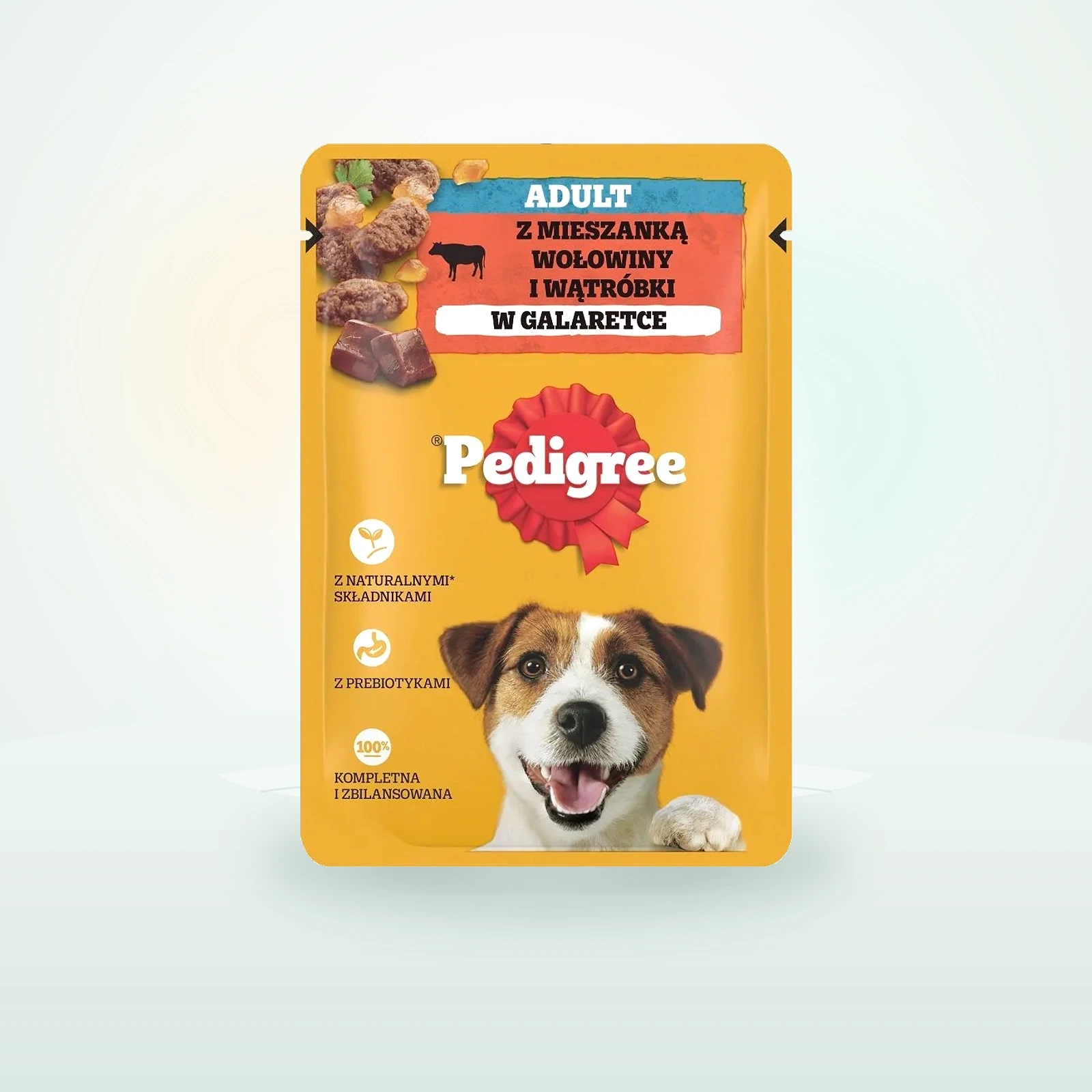 Pedigree Adult saszetka mokra karma pełnoporcjowa dla dorosłych psów, z mieszanką wołowiny i wątróbki, w galaretce