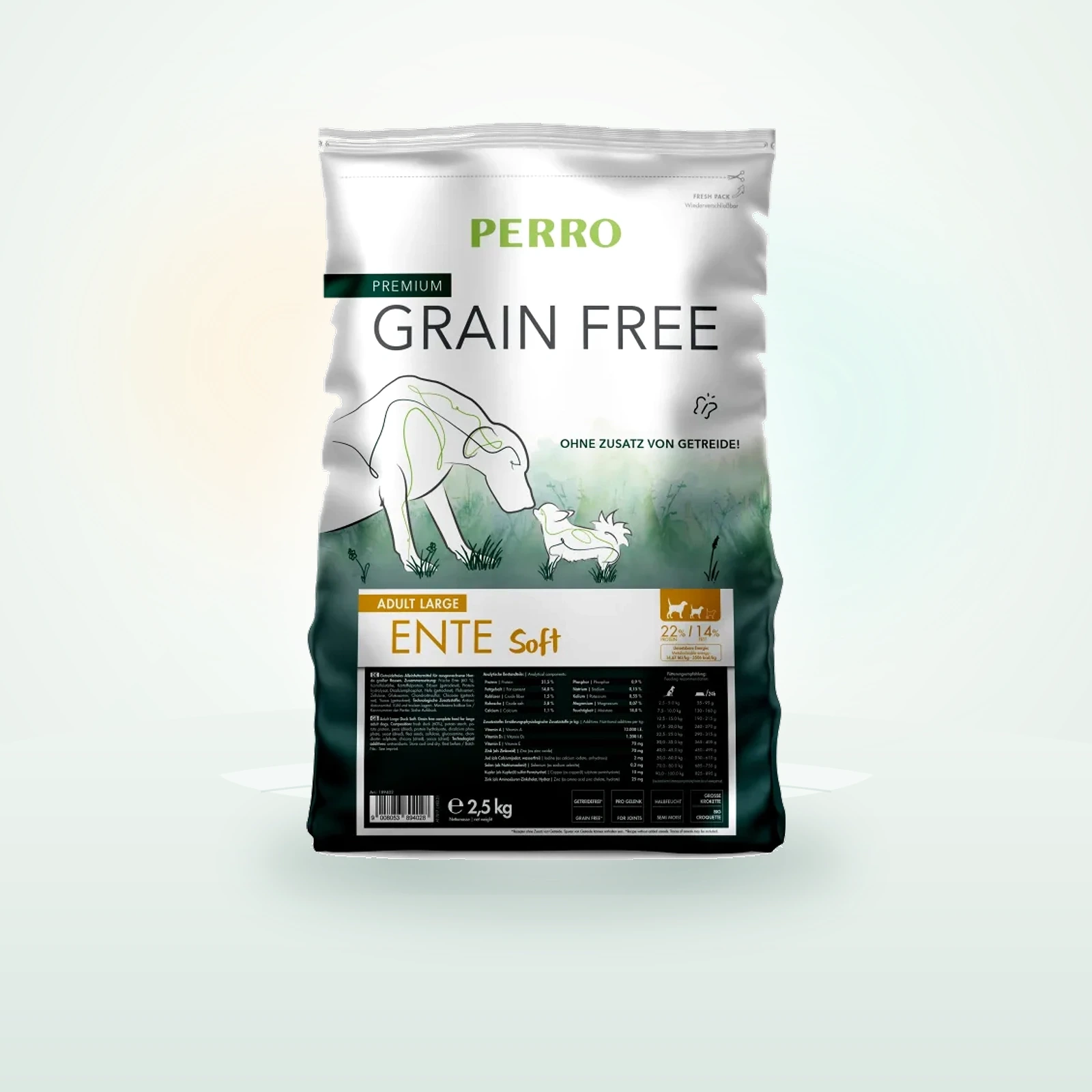 PERRO Grain Free Adult Large Ente Soft - Trockenfutter