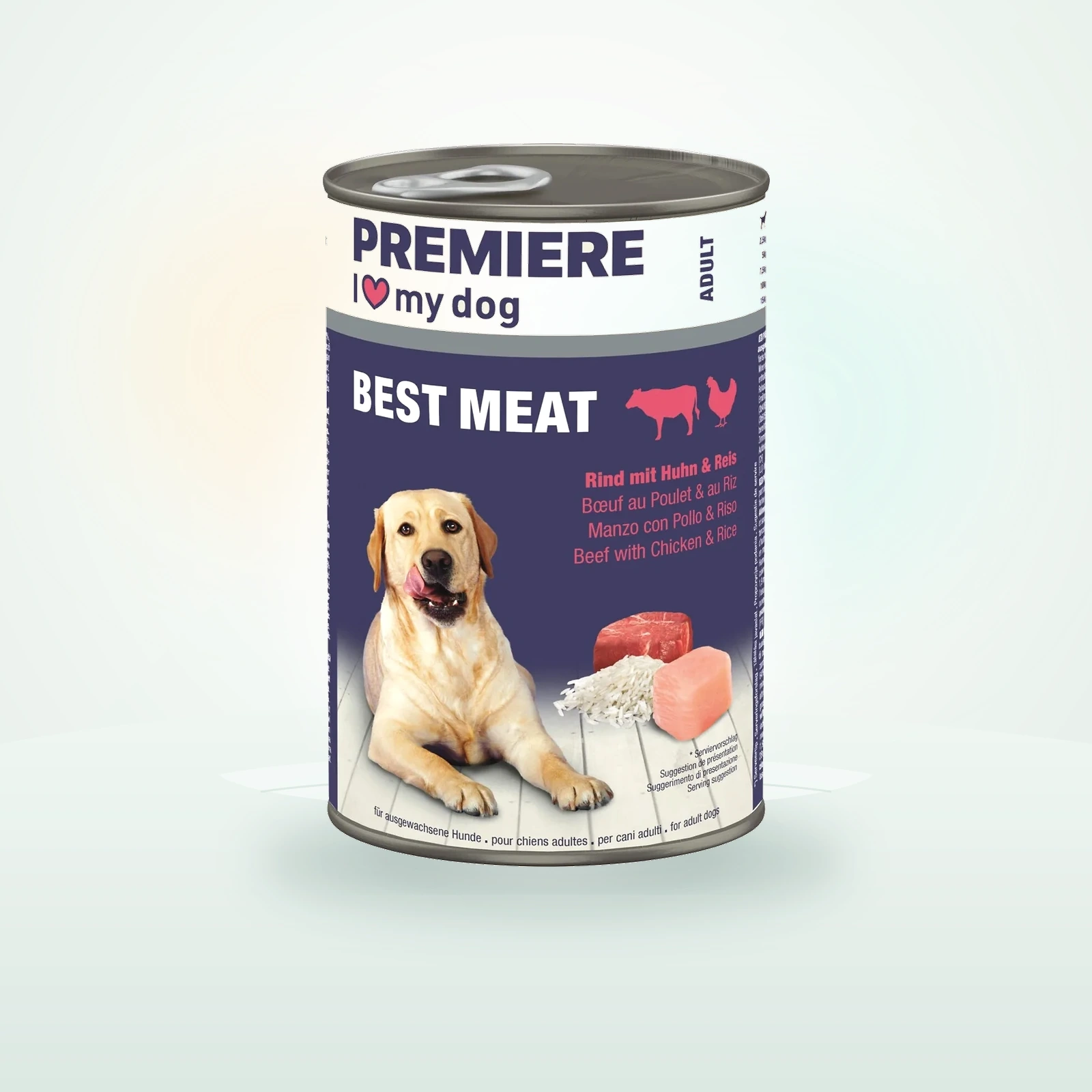 PREMIERE Best Meat nourriture humide pour chien, adulte Bœuf au poulet et riz